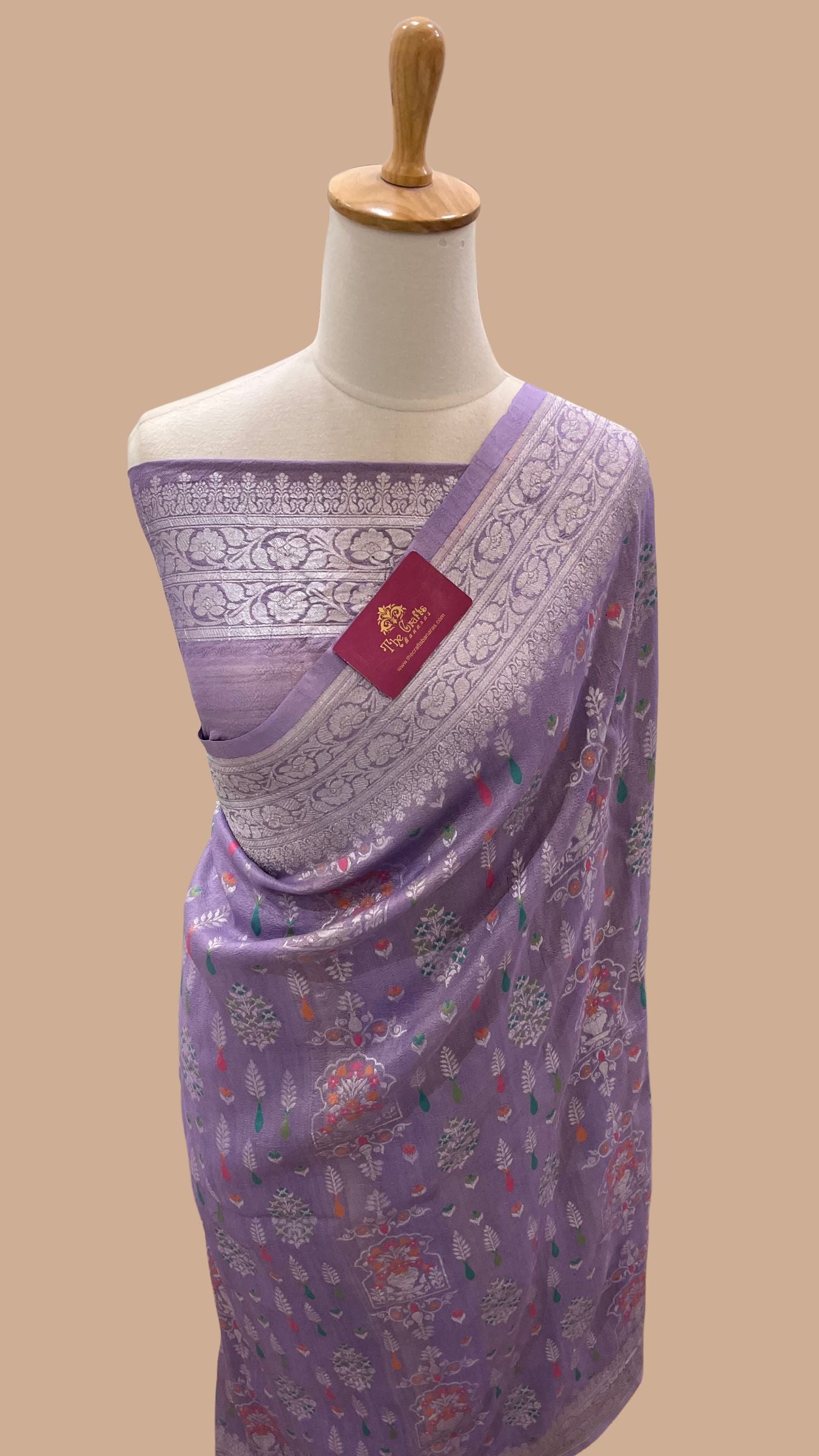 Tussar Georgette Handloom Banarasi Saree - Meenakari