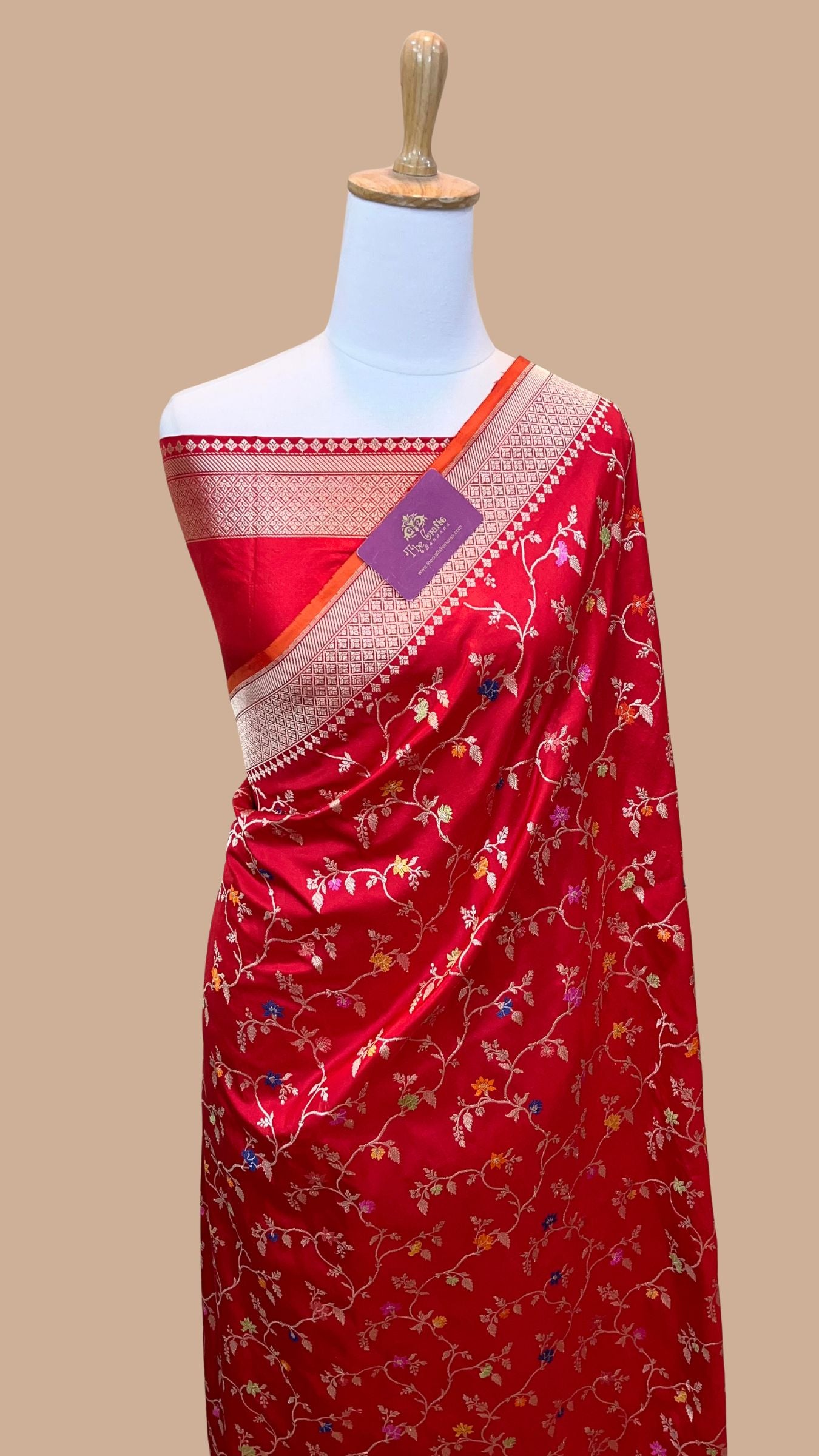 Pure Katan Silk Handloom Banarasi Saree - All Over Kadiyal Jaal Work