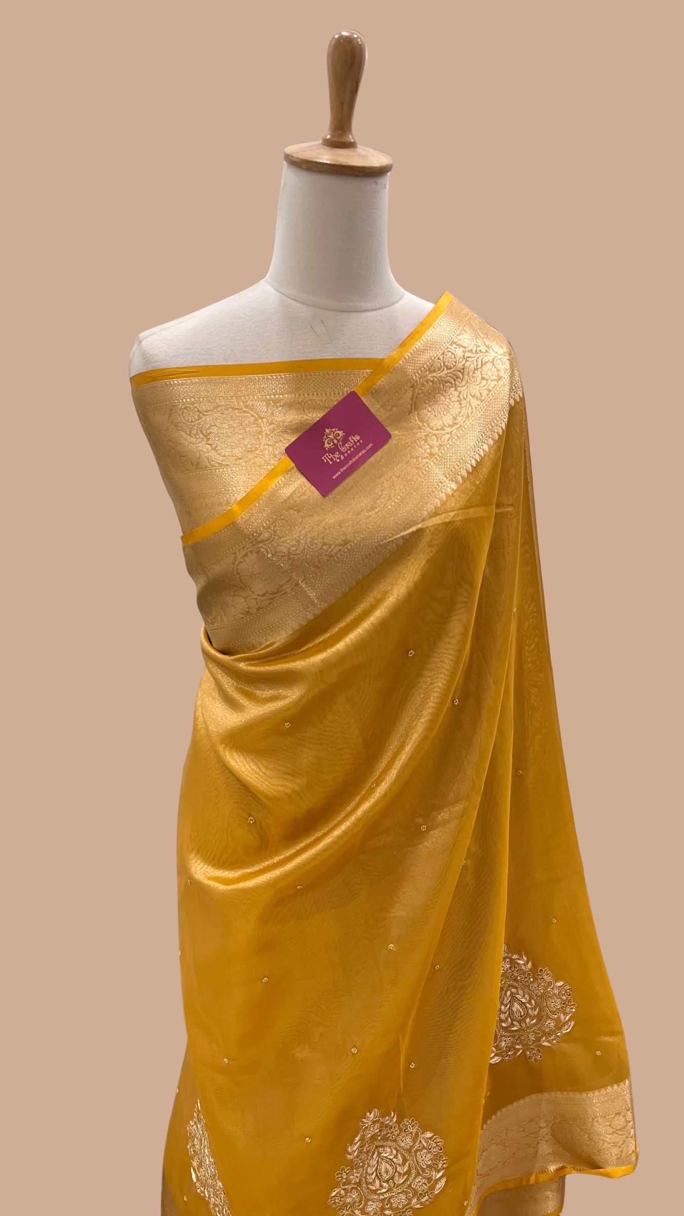 Pure Tissue Silk Banarasi Saree - with Zardozi & Cut Dana Handwork