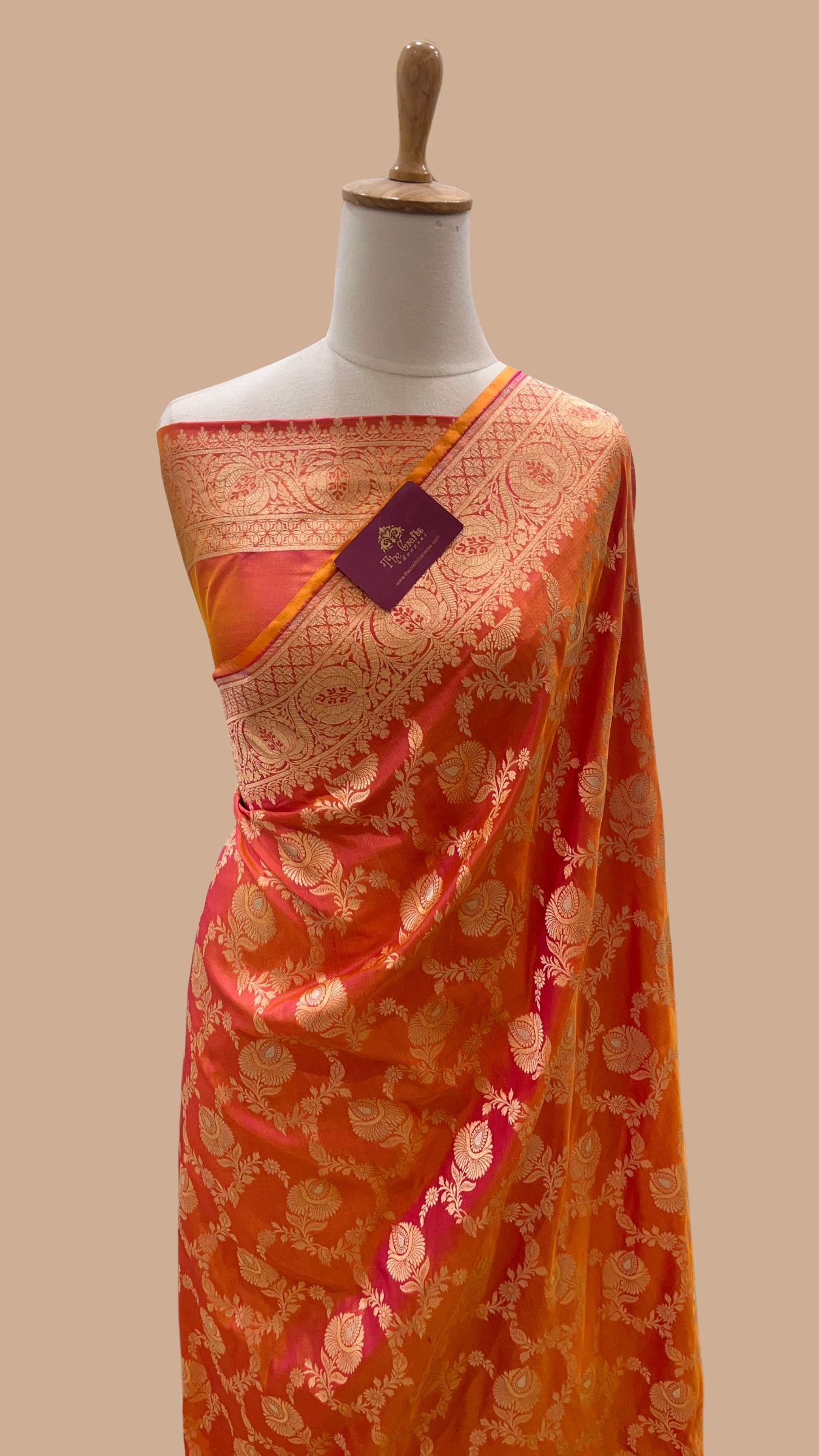 Pure Katan Silk Handloom Banarasi Saree - All Over Sona Rupa Jaal Work