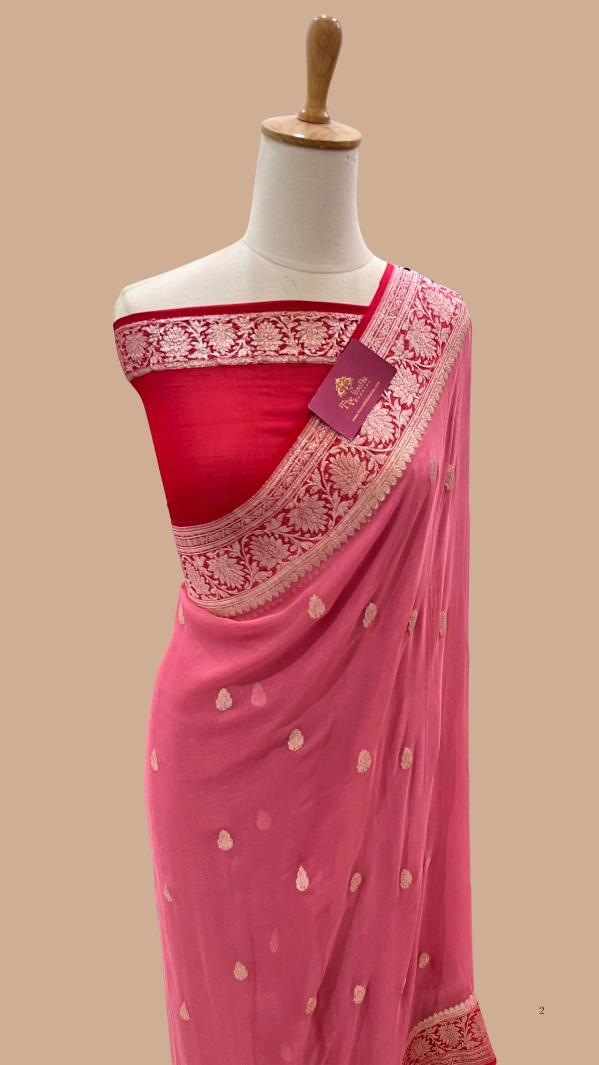 Pure Georgette Banarasi Handloom Saree - Silver Zari
