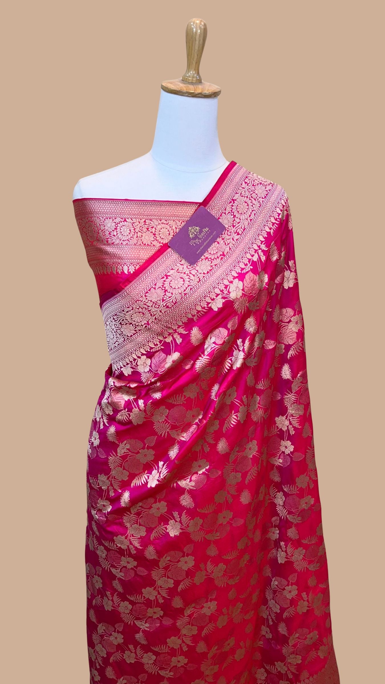 Pure Katan Silk Handloom Banarasi Saree - Jaal work
