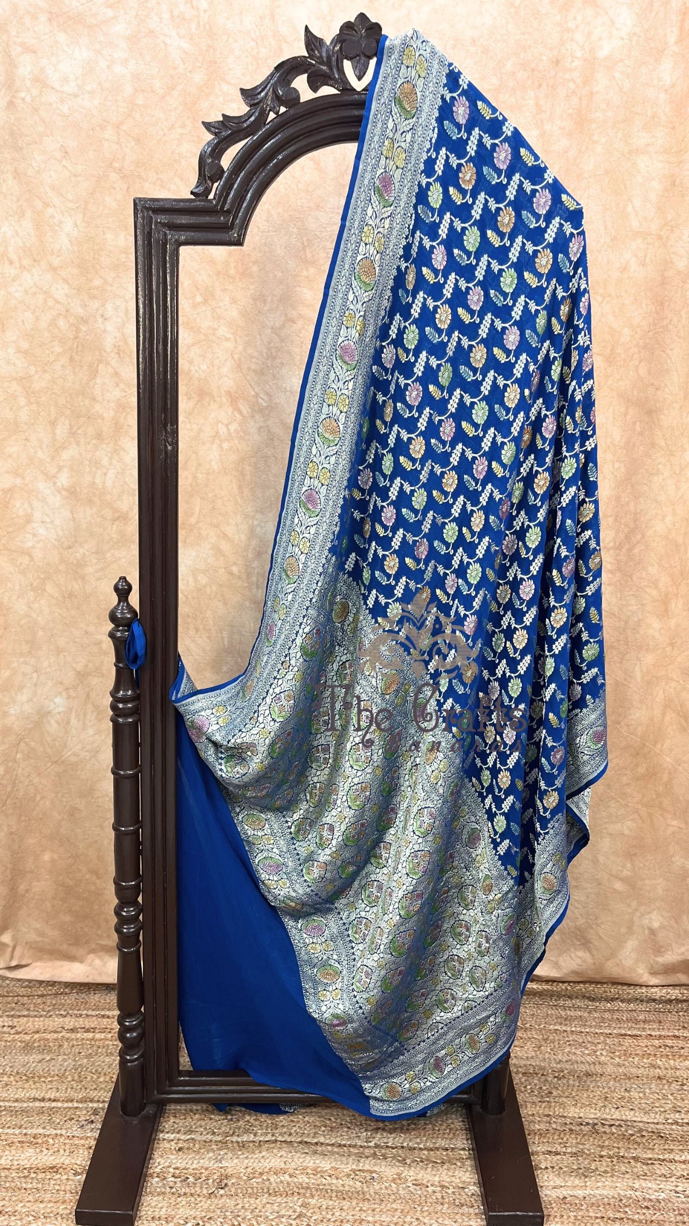 Khaddi Georgette Handloom Banarasi Saree - Water Zari