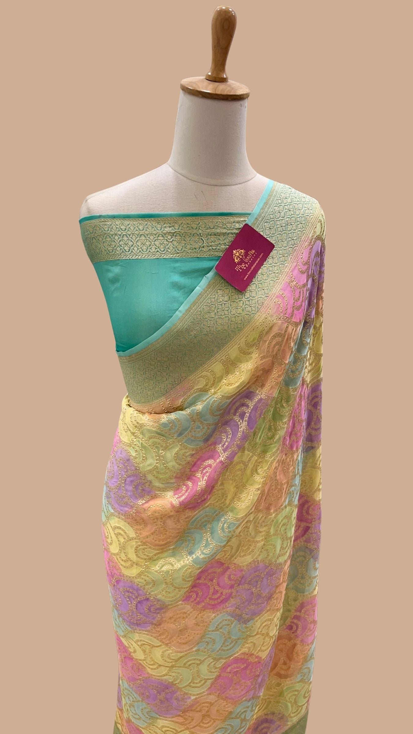 Khaddi Georgette Handloom Banarasi Saree
