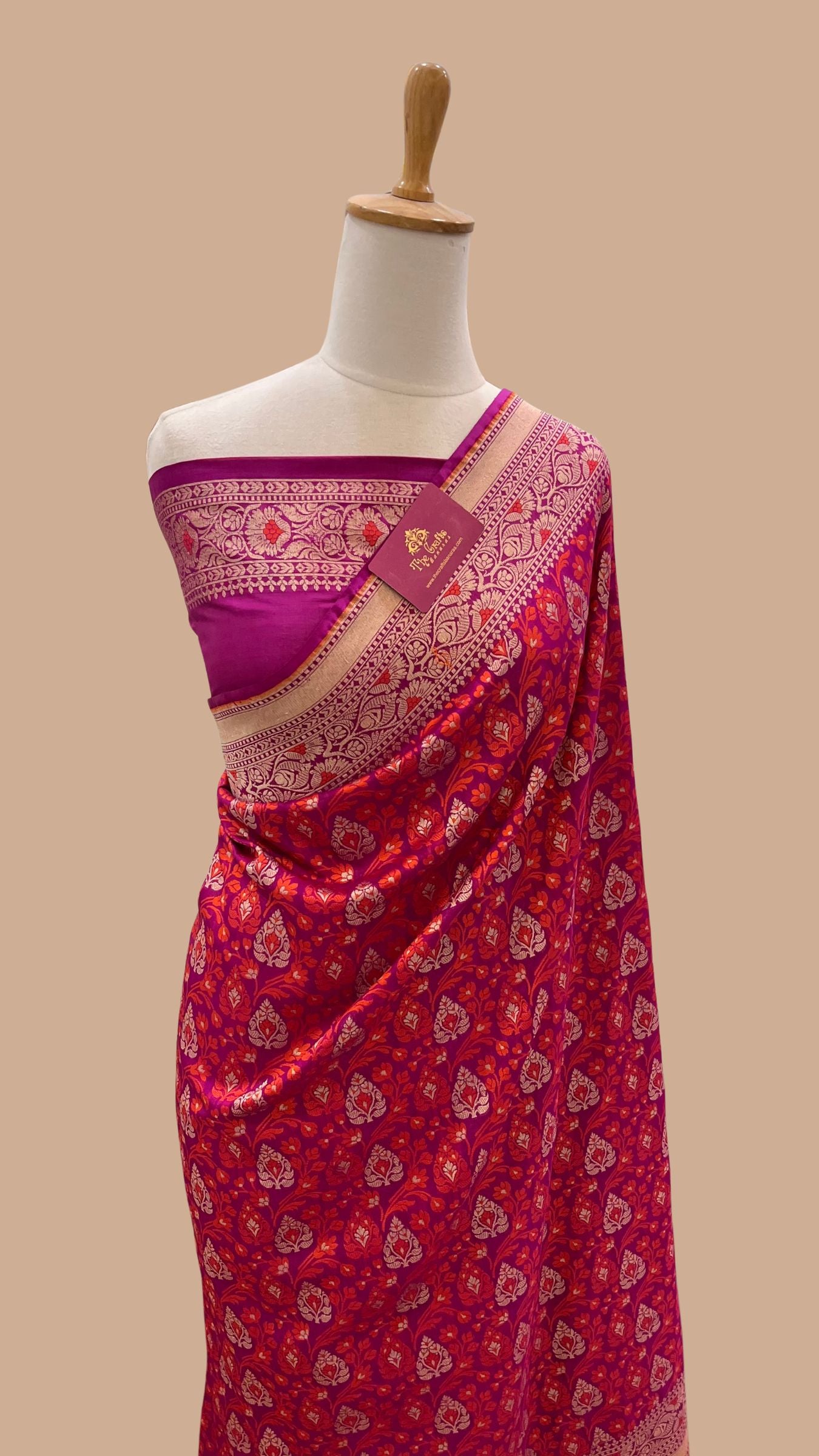 Pure Cotton Silk Banarasi Brocade Handloom Saree - Meenakari