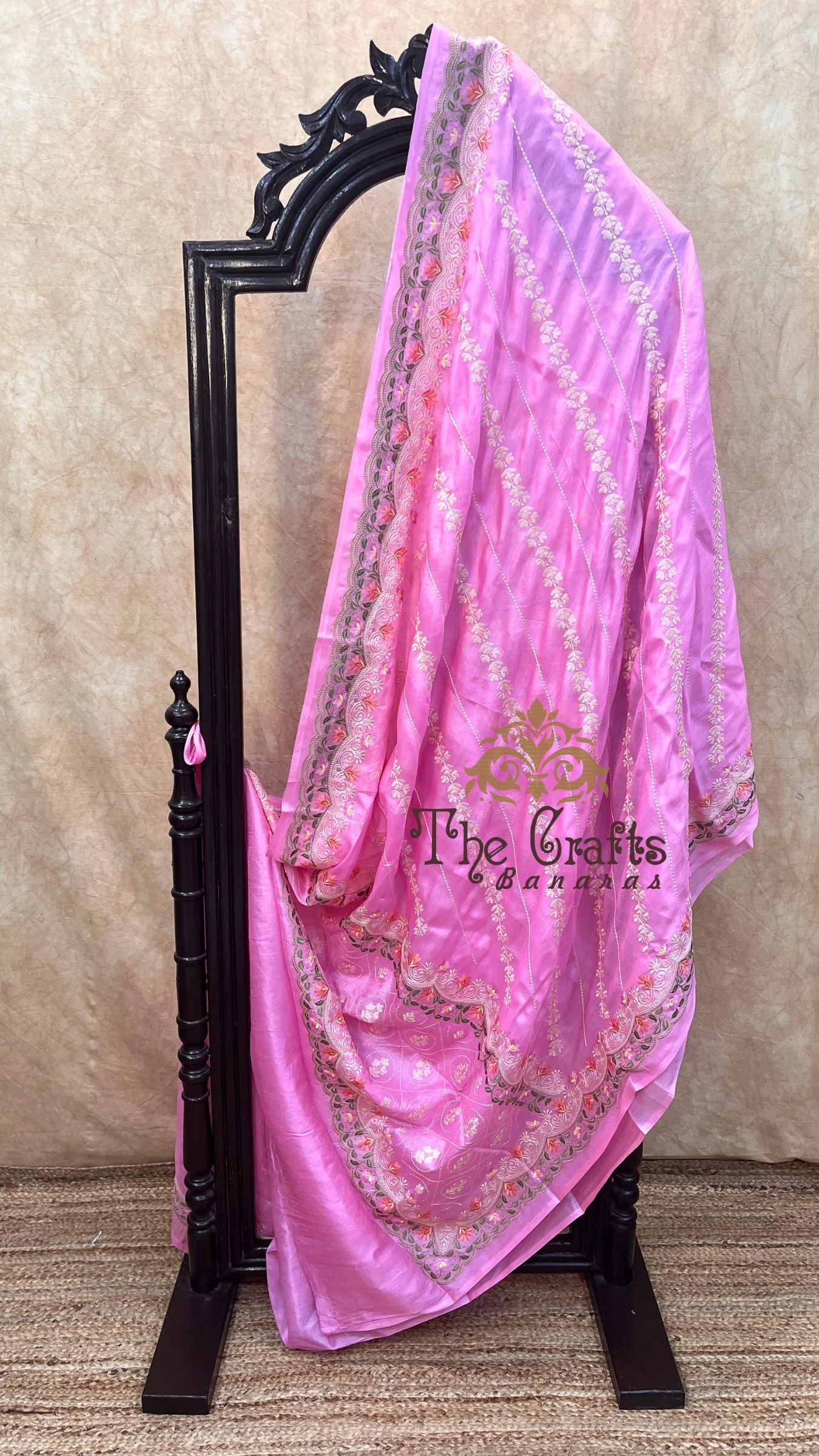 Pure Tussar Silk Chikankari Handloom Banarasi Saree