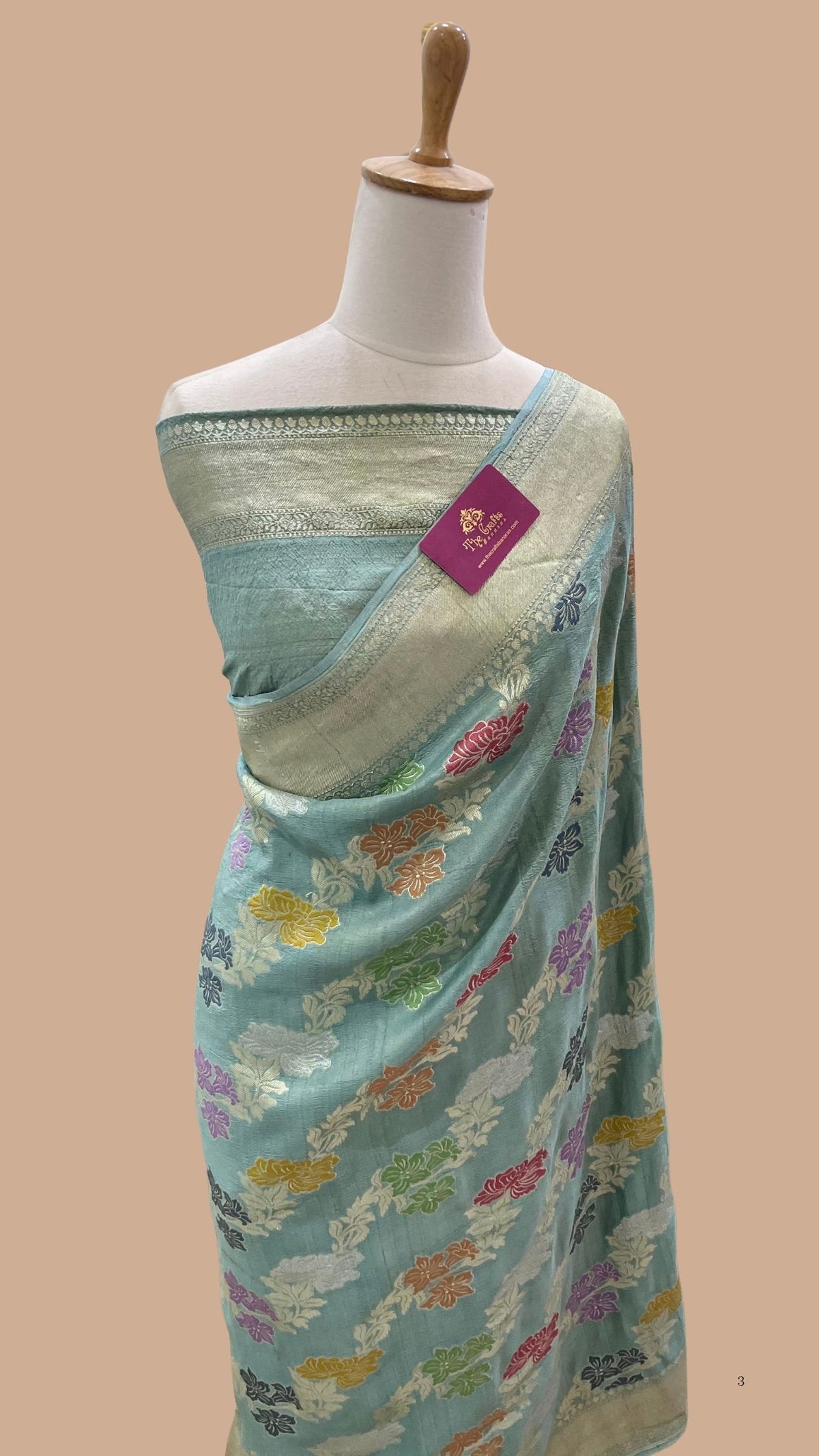 Tussar Georgette Handloom Banarasi Saree - Jaal with Meenakari