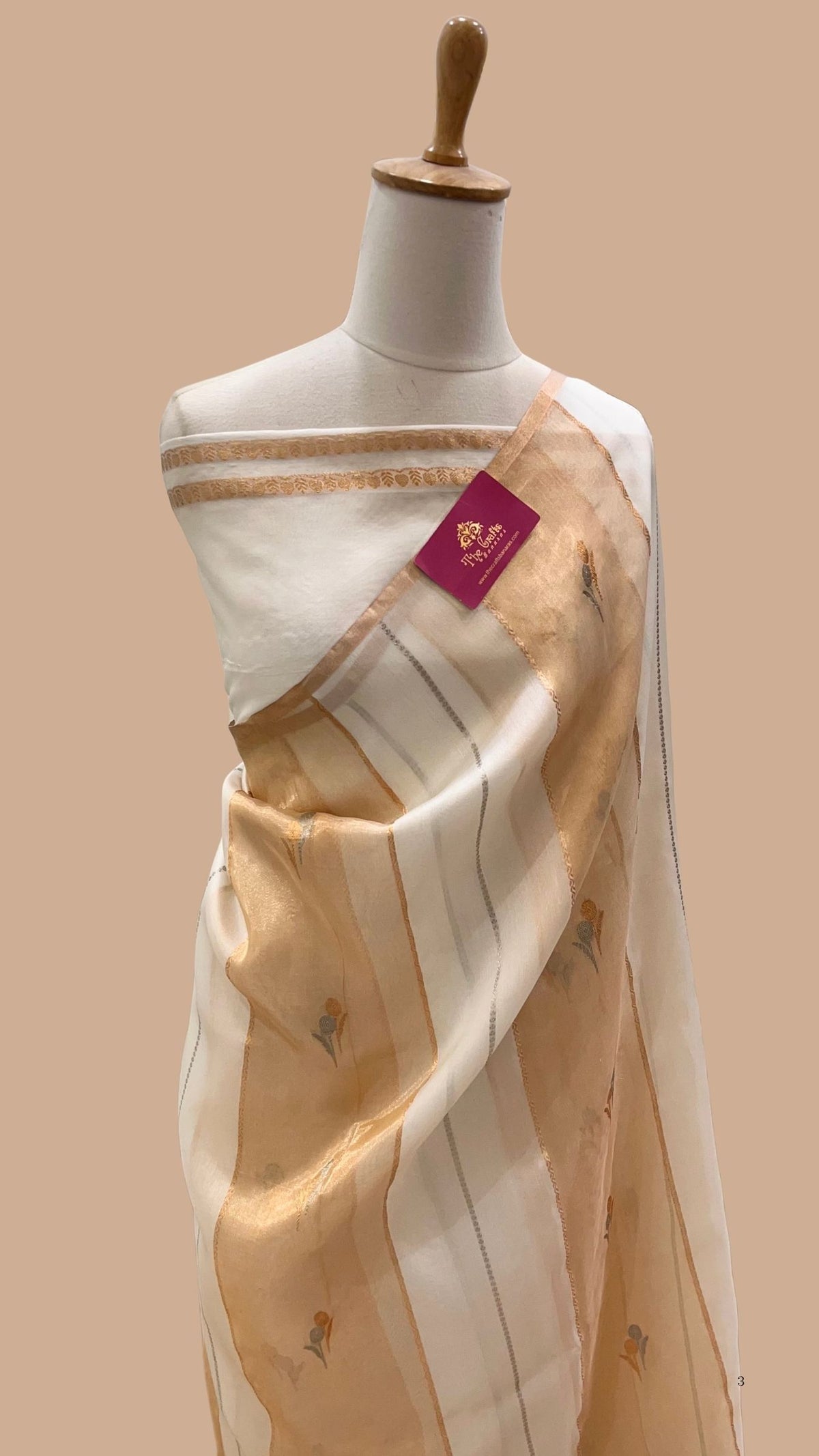 Pure Kora Tissue Silk Handloom Banarasi Saree- Kadhua Motifs