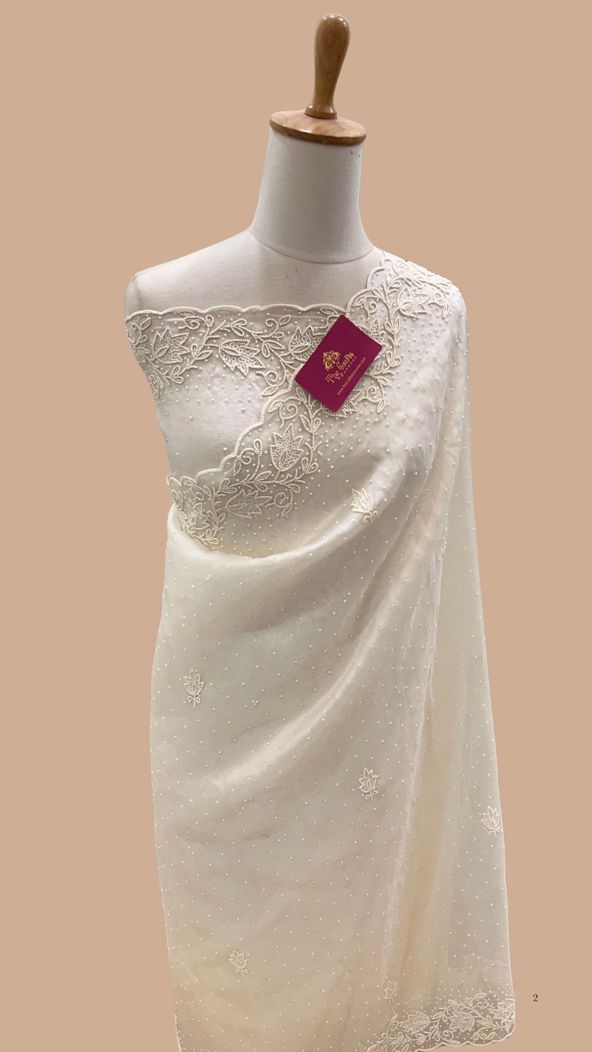 Pure Organza Silk Handloom Banarasi Saree - handwork motifs