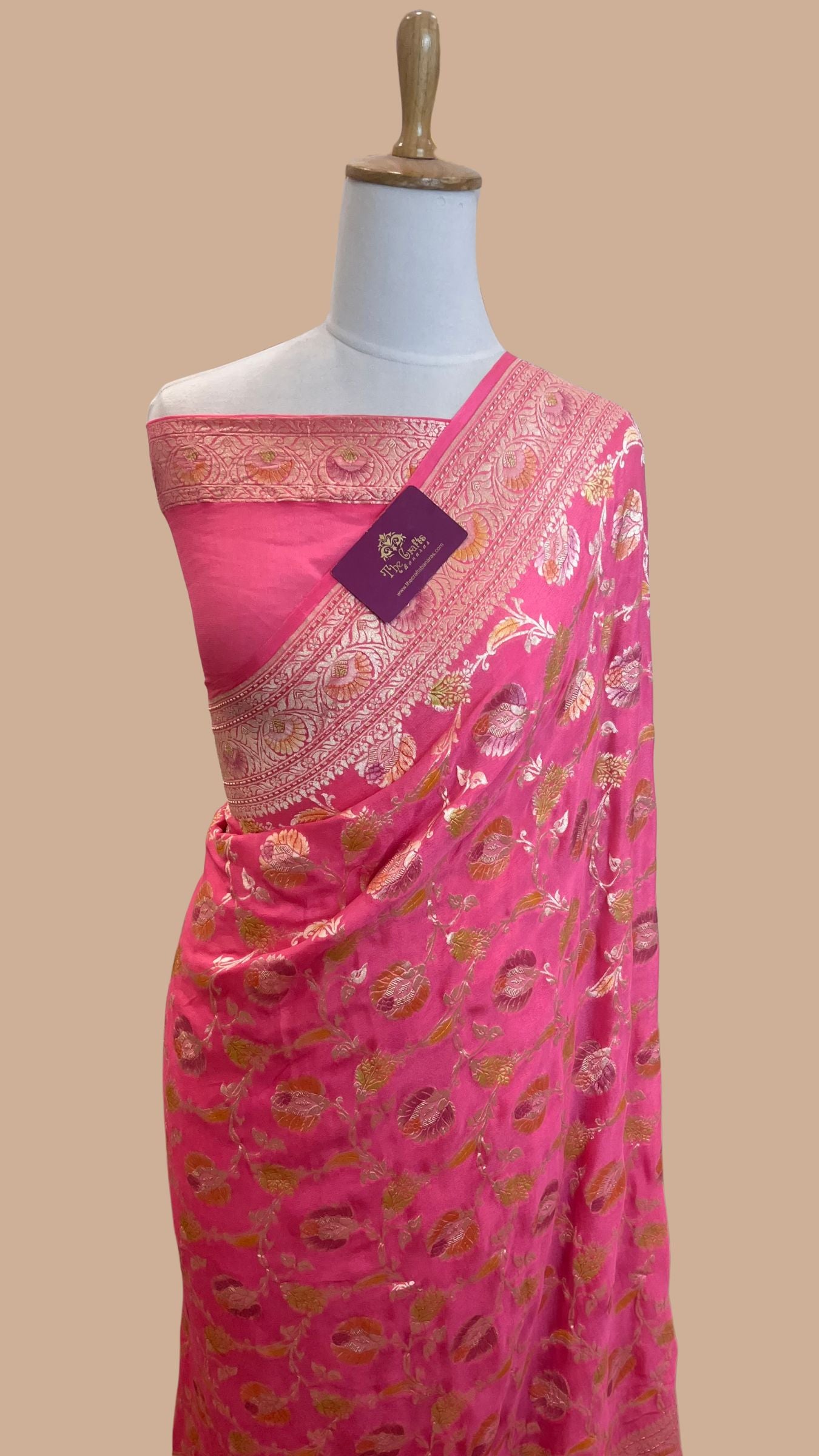 Khaddi Georgette Handloom Banarasi Saree