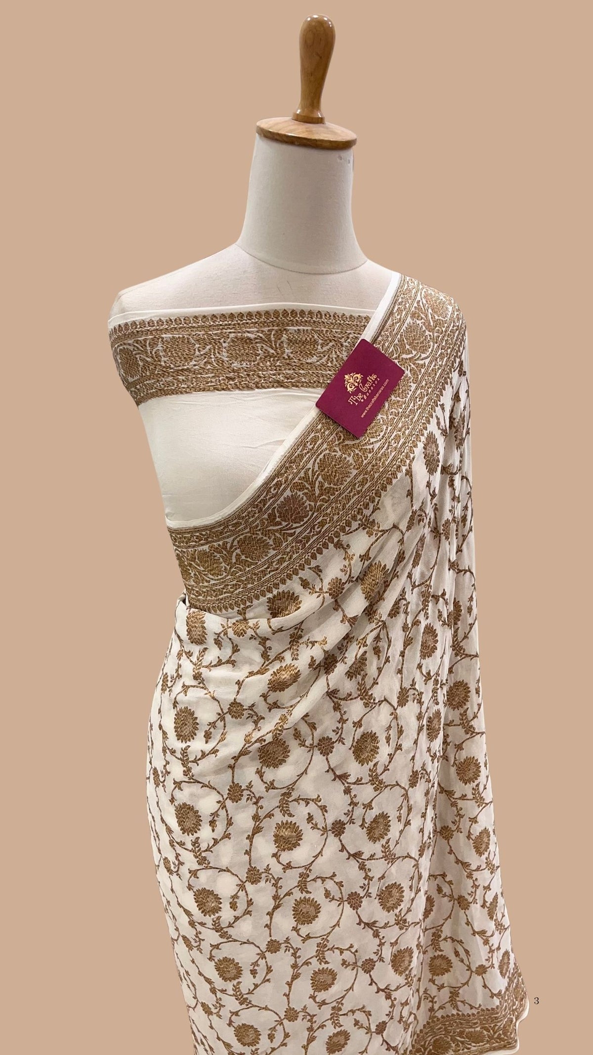 Khaddi Georgette Banarasi Saree - Antique Zari