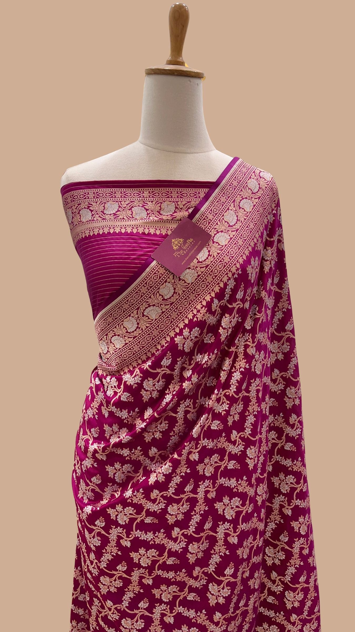 Pure Katan Silk Handloom Banarasi Saree - All Over Sona Rupa Jaal Work