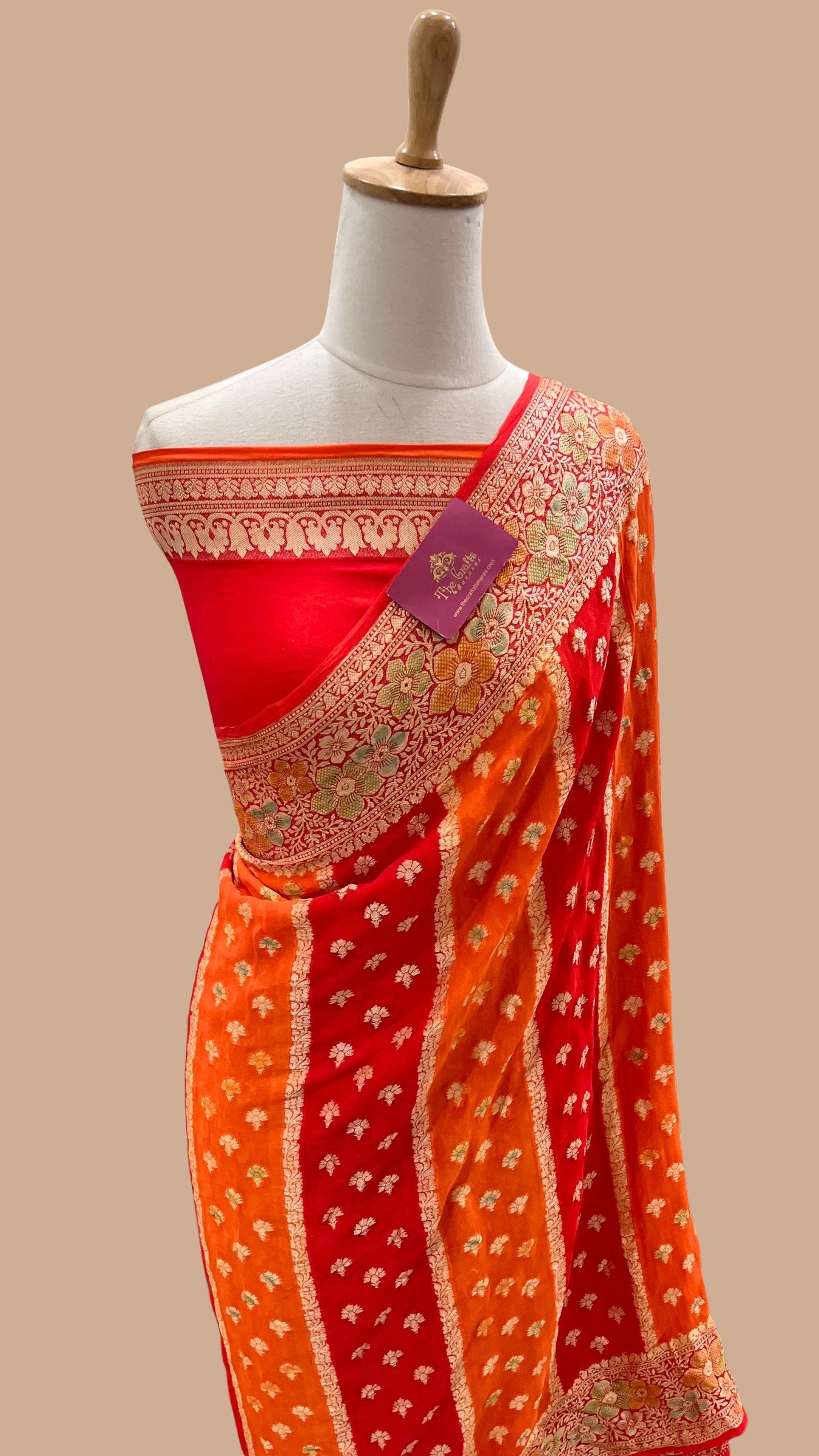 Pure Khaddi Chiffon Banarasi Saree