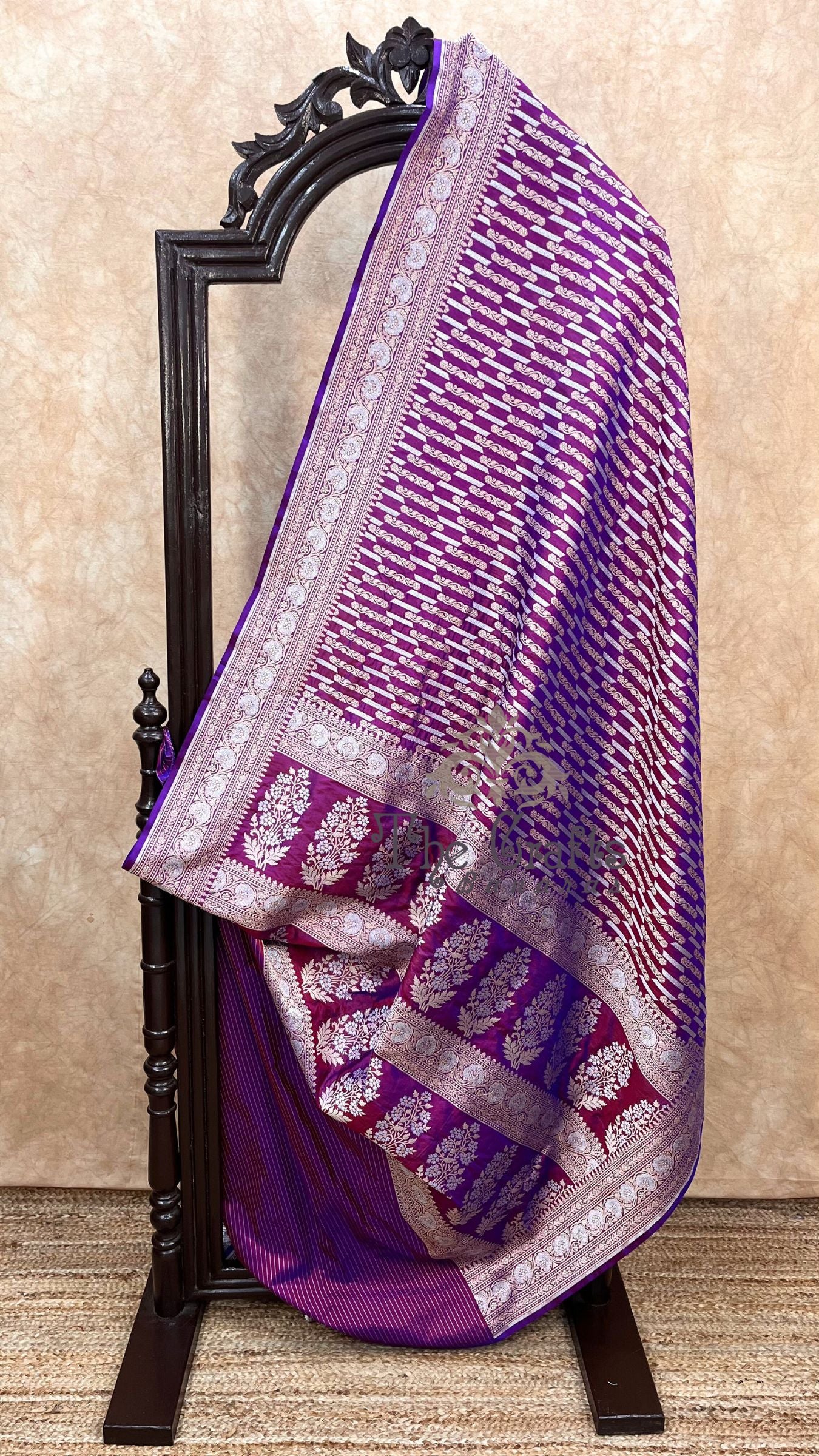 Pure Katan Silk Handloom Banarasi Saree - All over Sona Roopa Jaal work