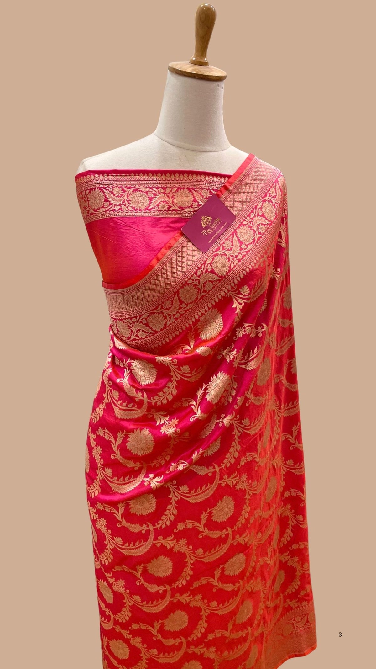 Pure Katan Silk Handloom Banarasi Saree - Jaal work