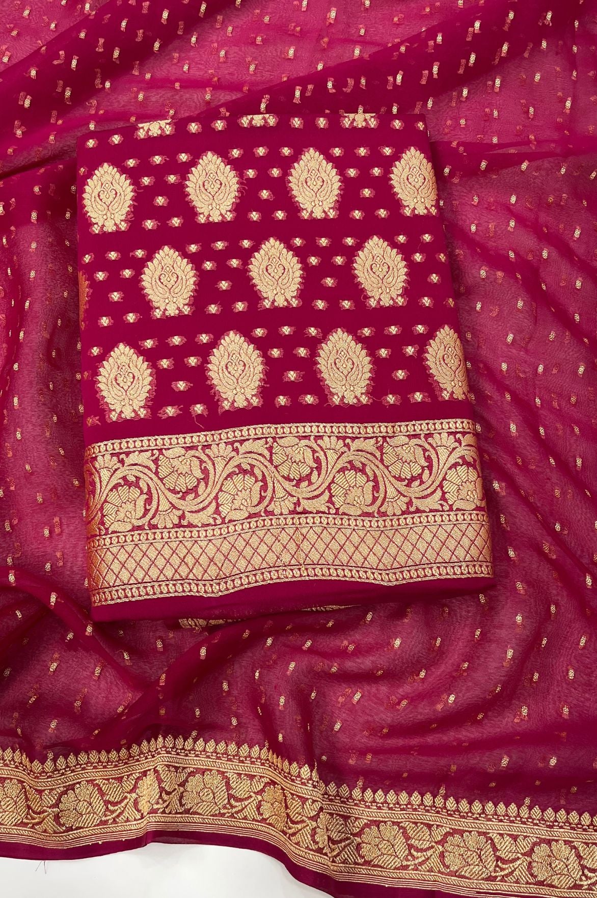Khaddi Georgette Banarasi Dress Material