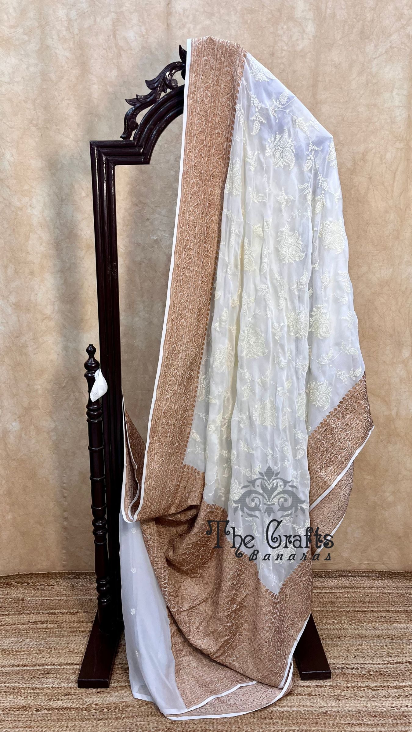 Pure Georgette Handloom Banarasi Saree - With Chikankari All Over