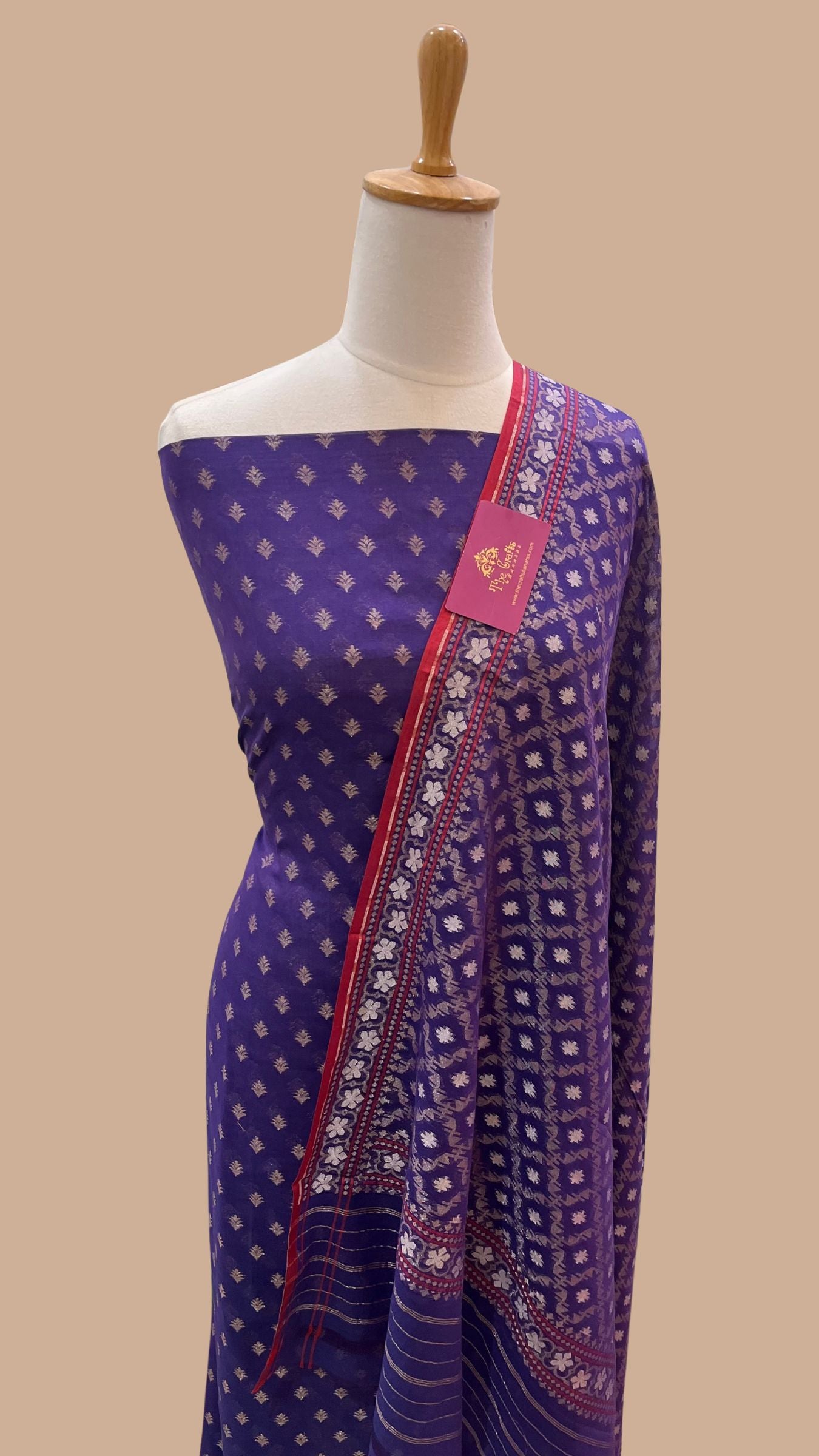 Pure Ektara Cotton Jamdani Banarasi Dress Material