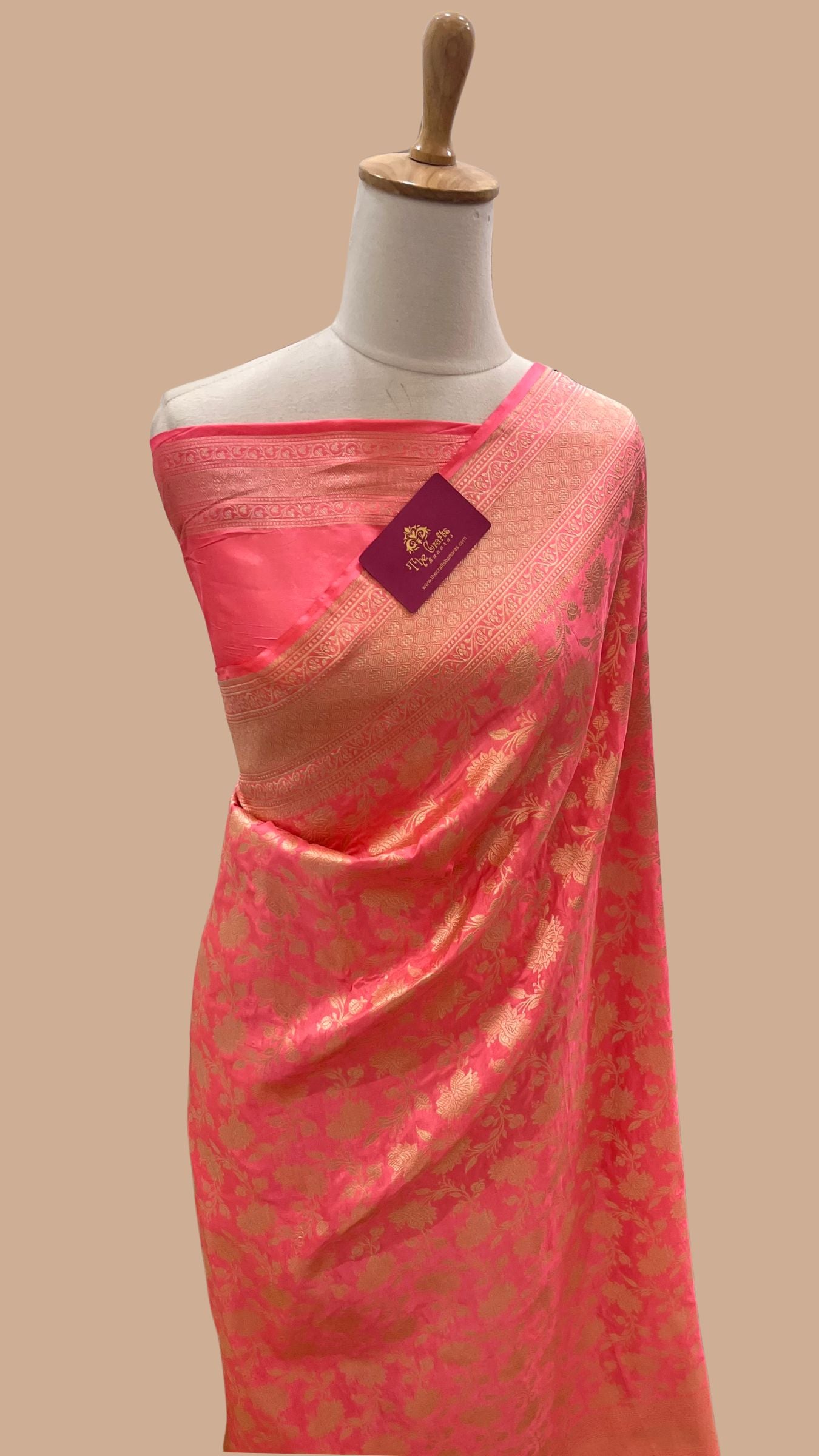 Pure Katan Silk Handloom Banarasi Saree - Jaal Work