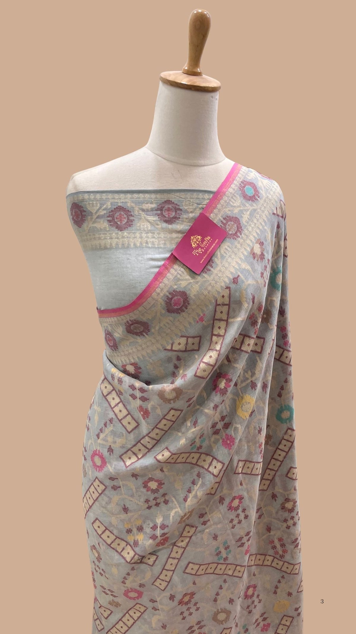 Pure Ektara Cotton Jamdani Banarasi Saree - Tilfi