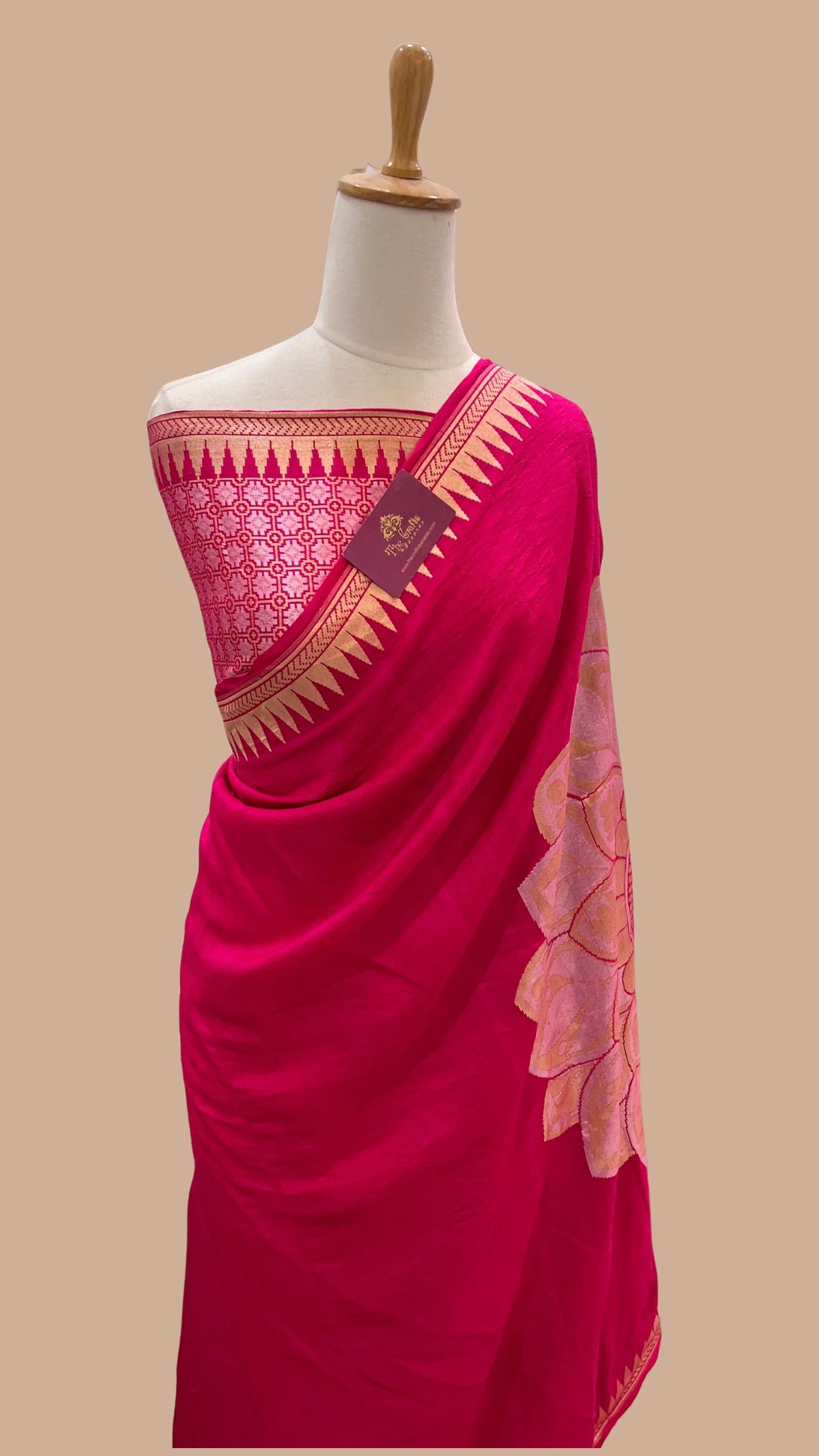 Tussar Georgette Handloom Banarasi Saree - All over Sona Rupa Motifs