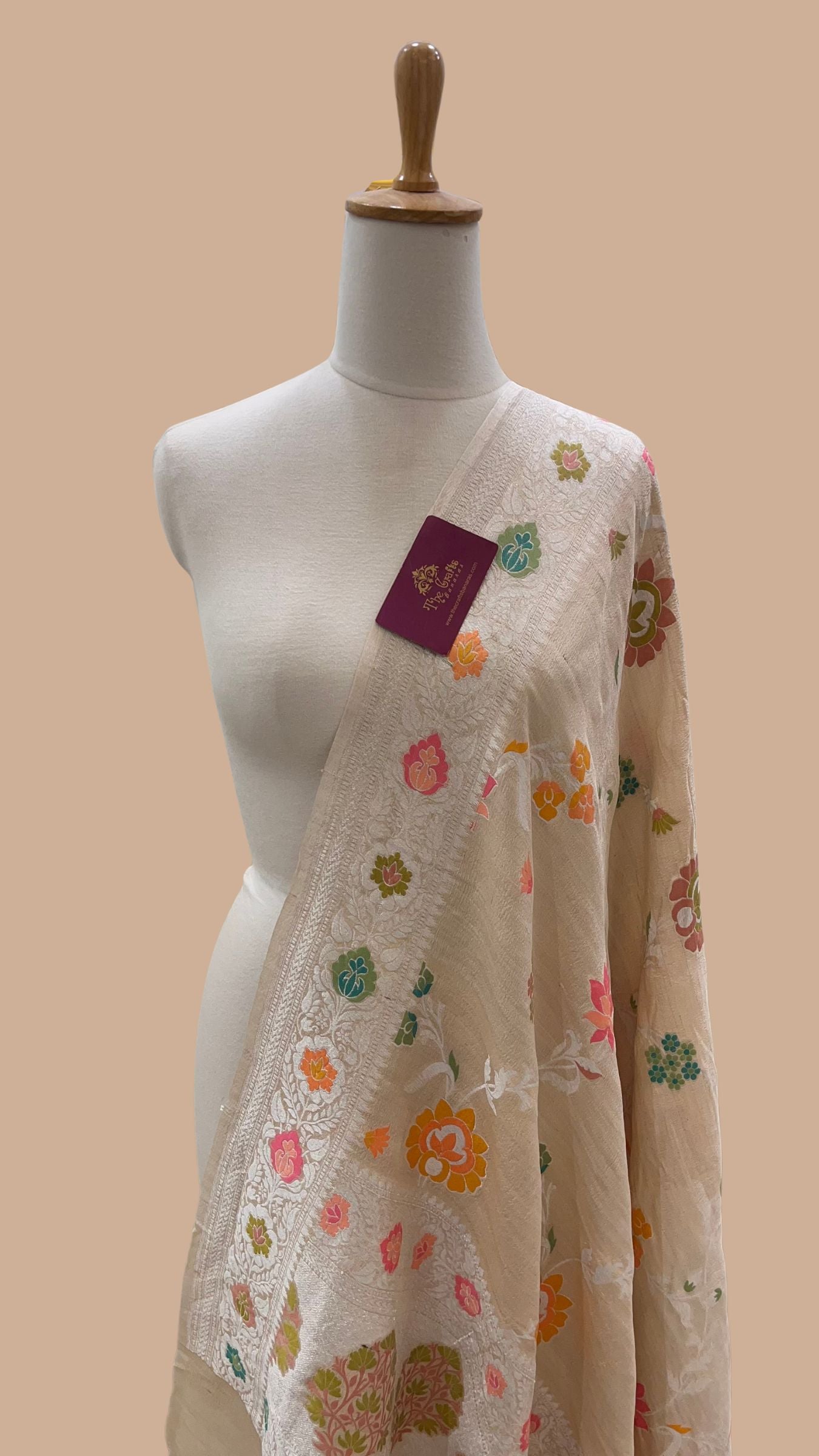 Pure Tussar Georgette Silk Banarasi Handloom Dupatta