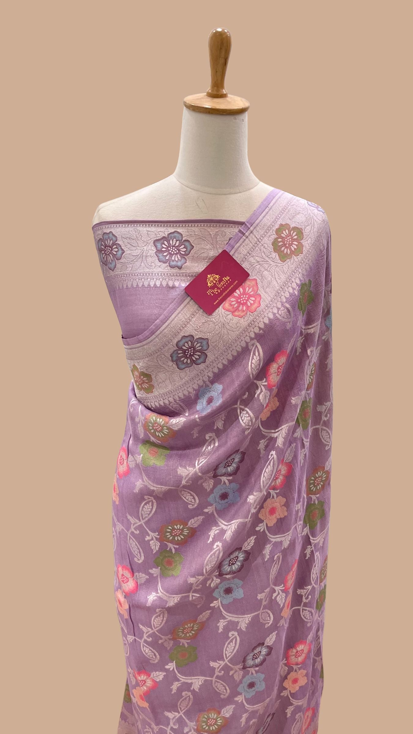 Tussar Georgette Handloom Banarasi Saree - Meenakari