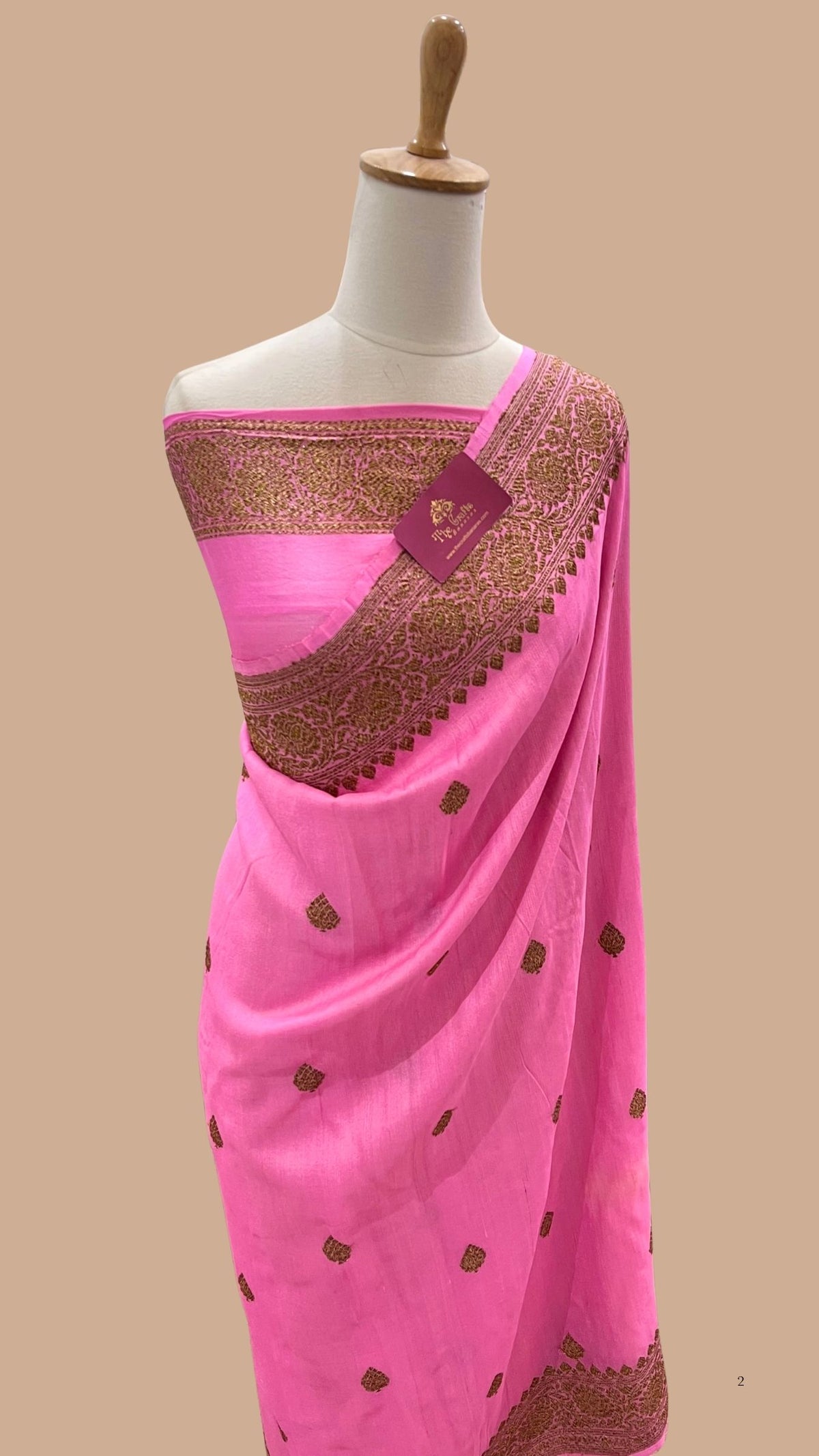 Tussar Georgette Handloom Banarasi Saree - Antique Zari