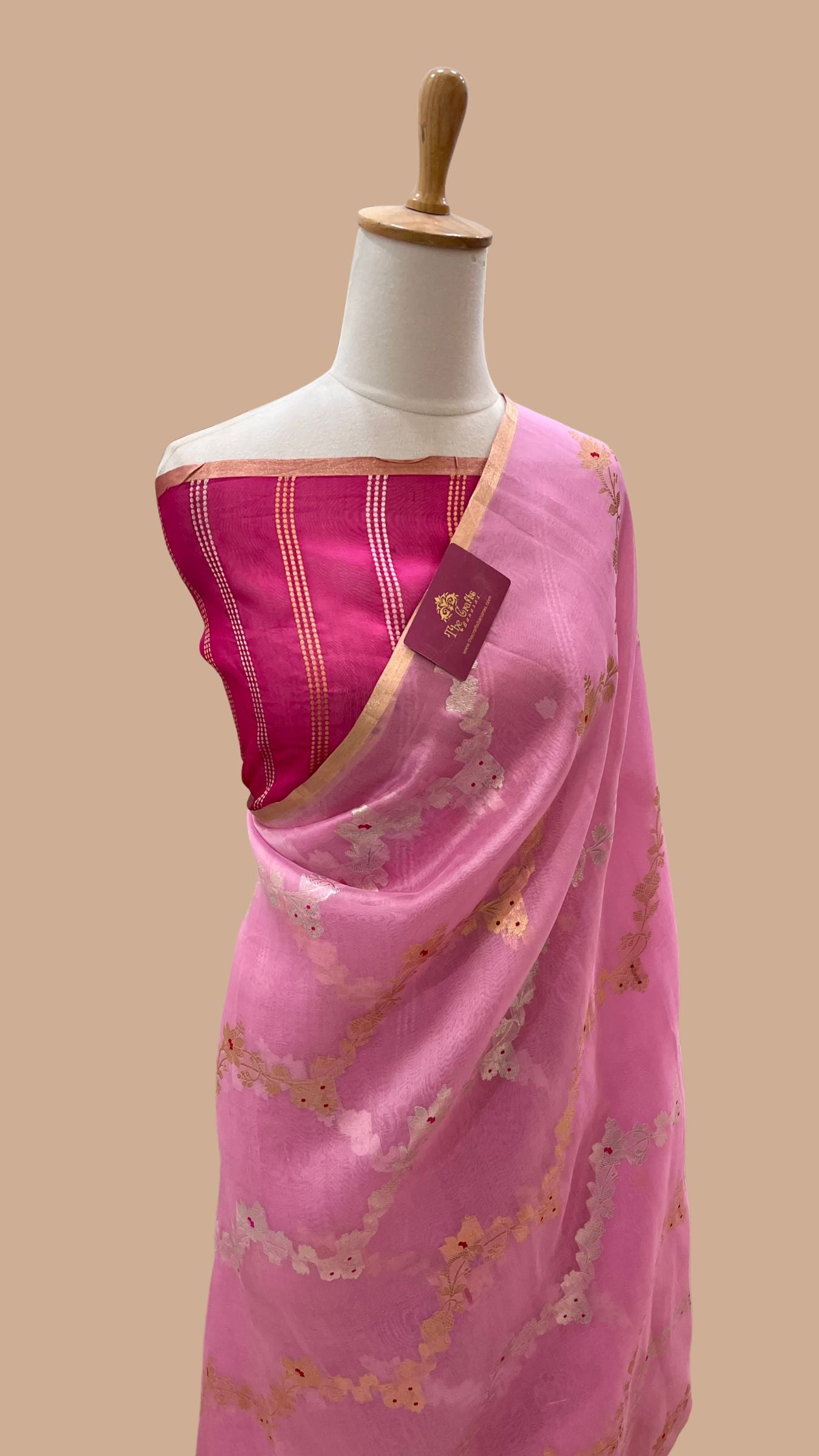 Pure Kora Silk Handloom Banarasi Saree - Kadhua Stripes