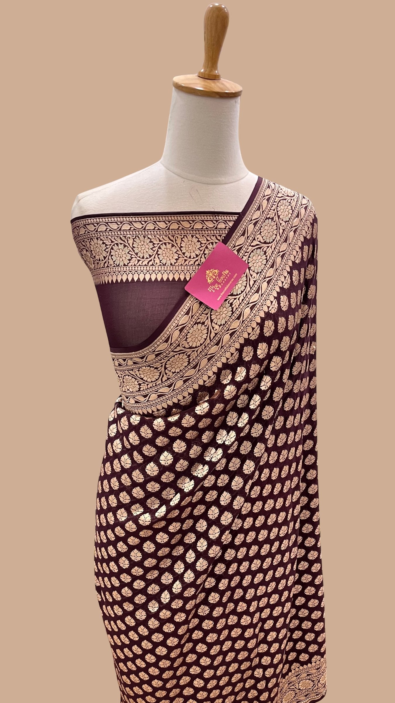 Khaddi Georgette Banarasi Saree - Gold Zari
