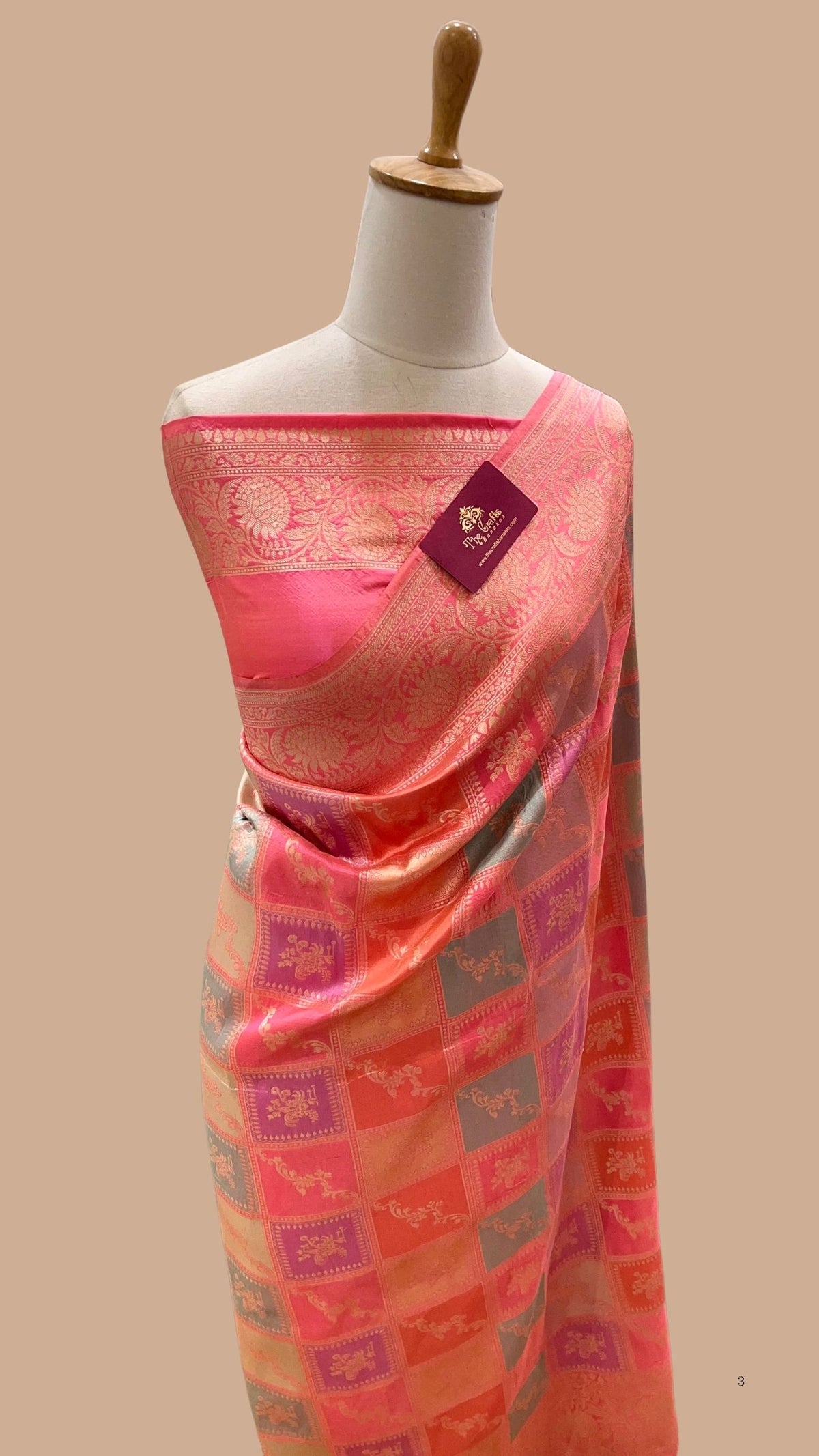 Rangkat Pure Katan Silk Handloom Banarasi Saree - Jaal work with meenakari