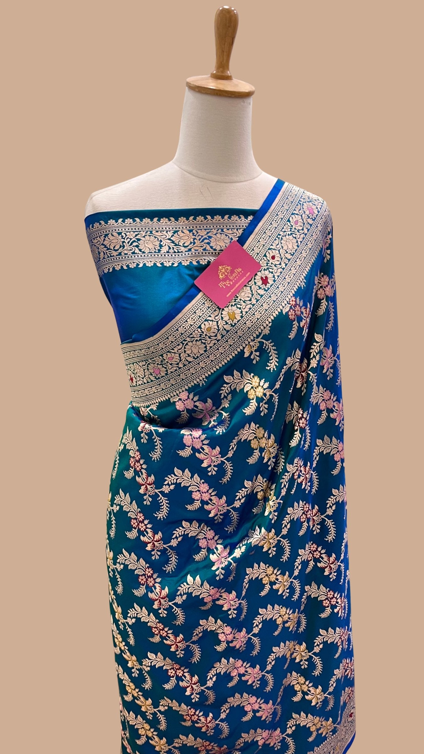 Pure Katan Silk Handloom Banarasi Saree - All over Meenakari Jaal work