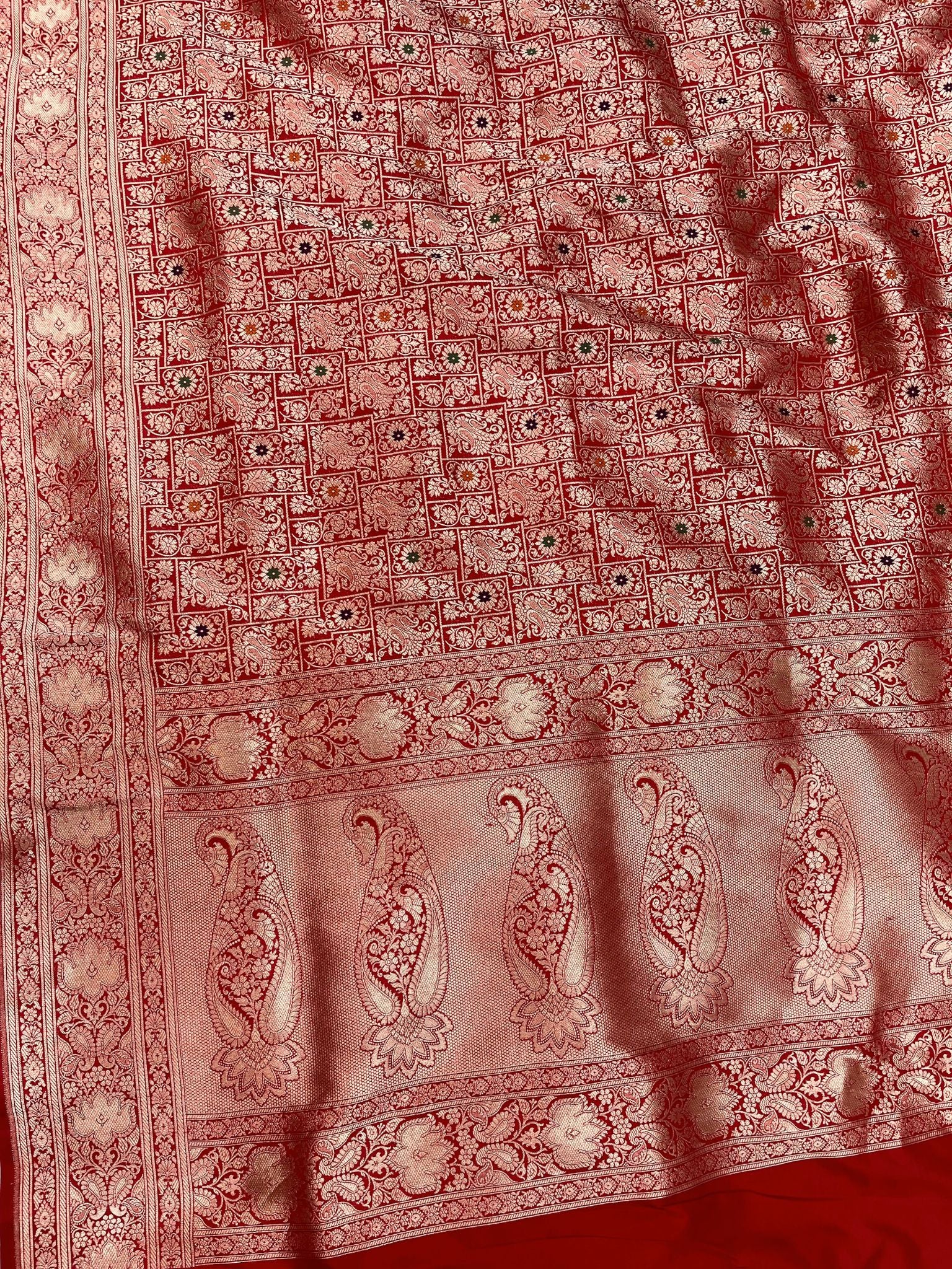 Pure Katan Silk Handloom Banarasi Saree - Tanchui Brocade Meena