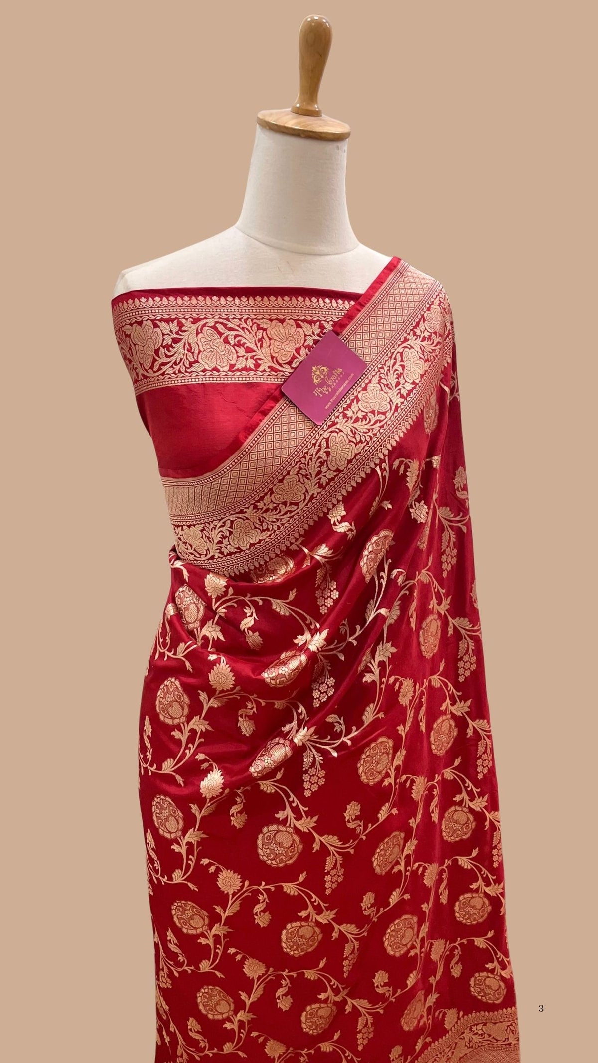 Pure Katan Silk Handloom Banarasi Saree - Jaal work