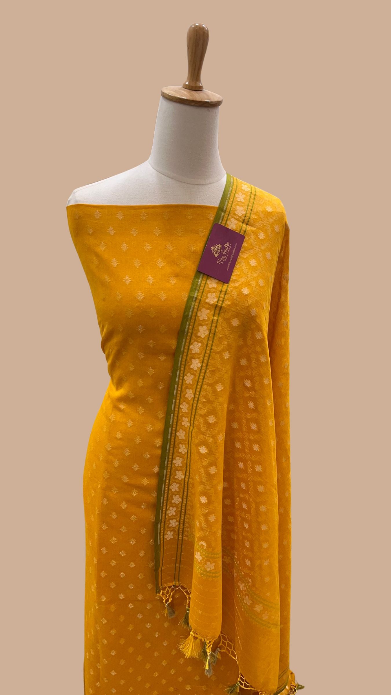Pure Ektara Cotton Jamdani Banarasi Dress Material