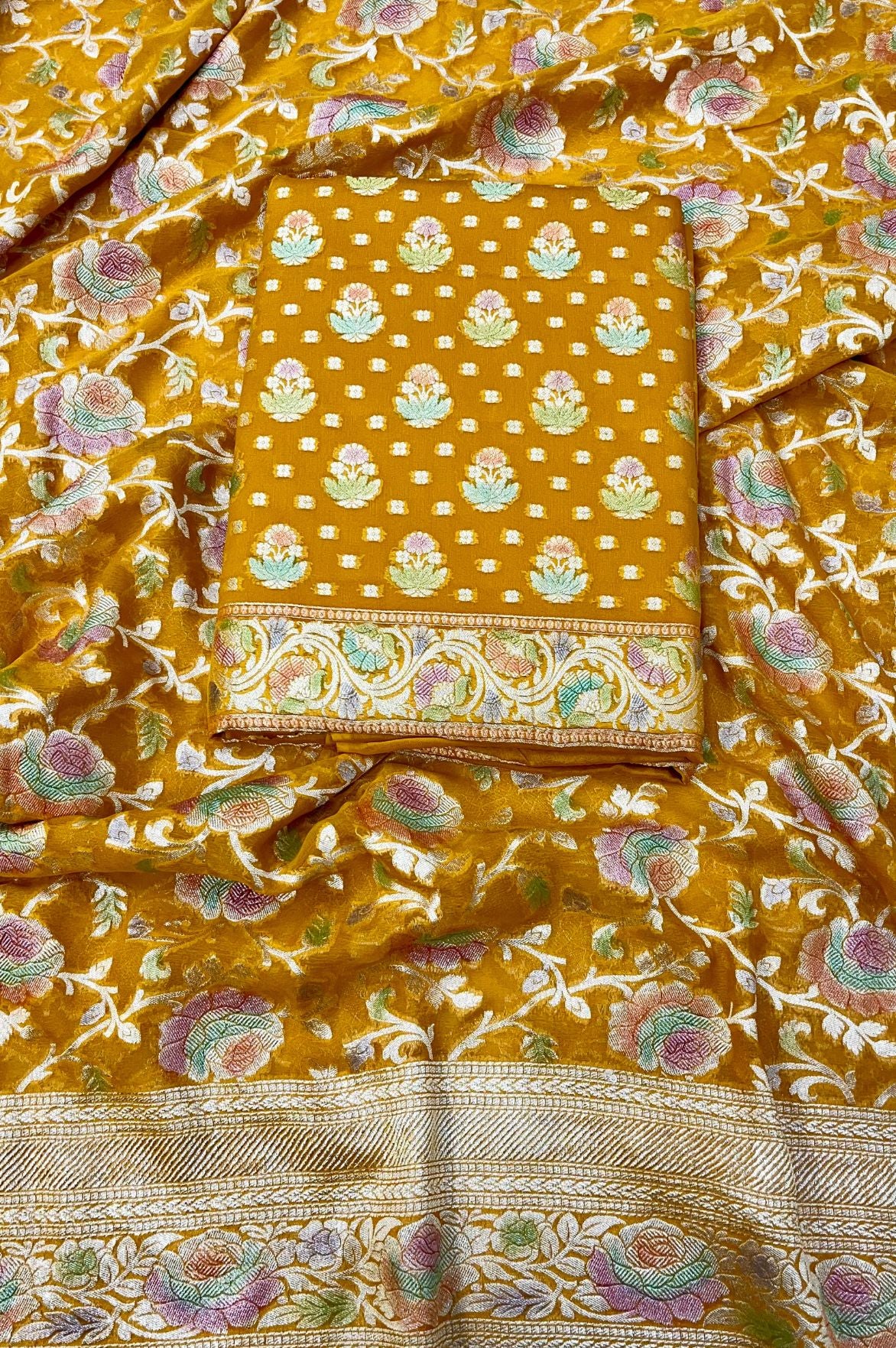 Khaddi Georgette Banarasi Dress Material