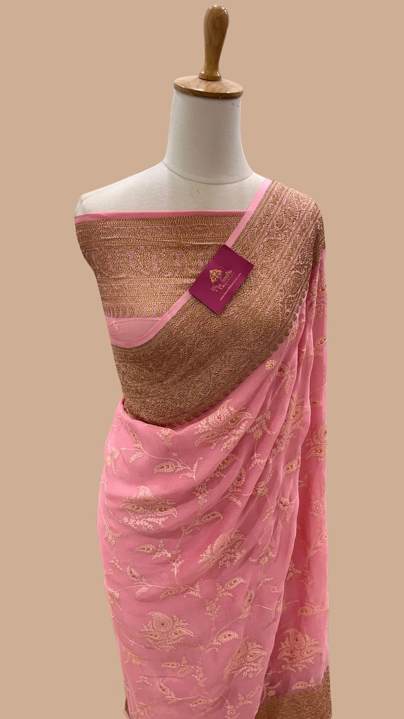 Pure Khaddi Georgette Banarasi Saree with Chikankari All Over