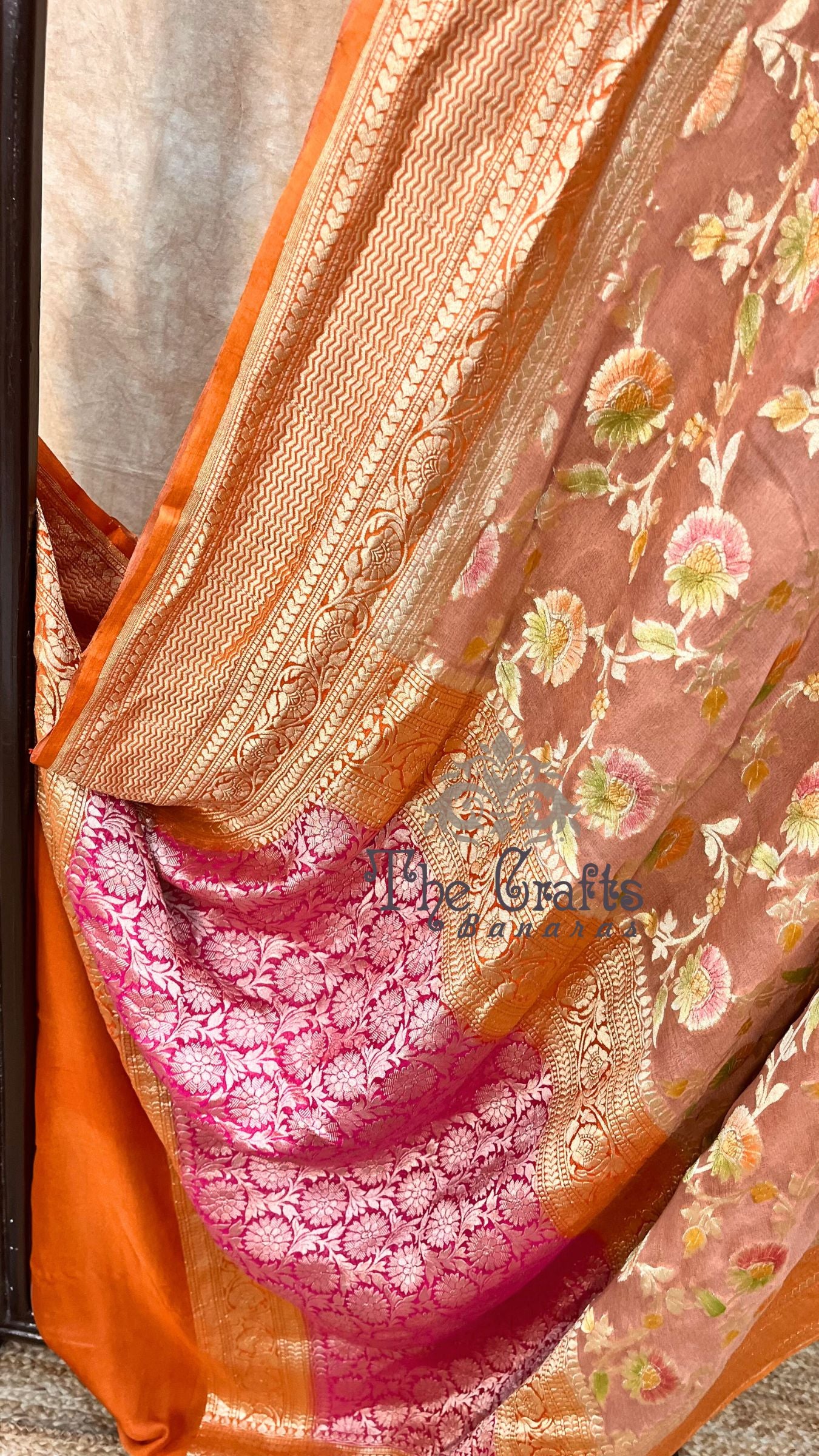 Khaddi Georgette Handloom Banarasi Saree - Water Zari