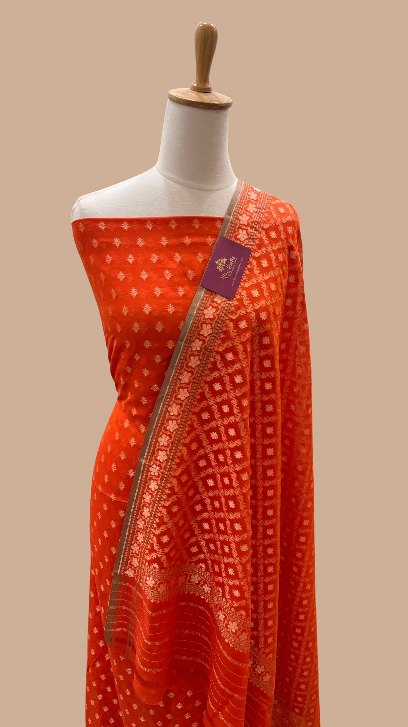 Pure Ektara Cotton Jamdani Banarasi Dress Material