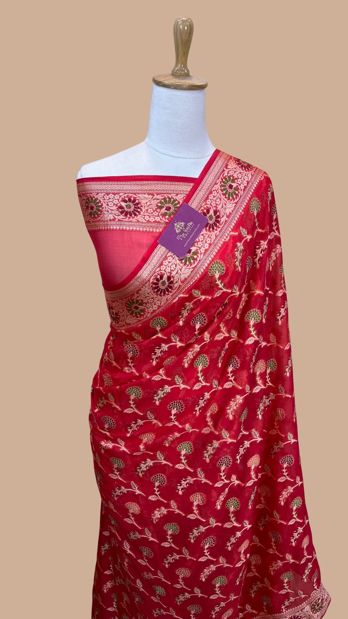 Pure Khaddi Chiffon Banarasi Saree