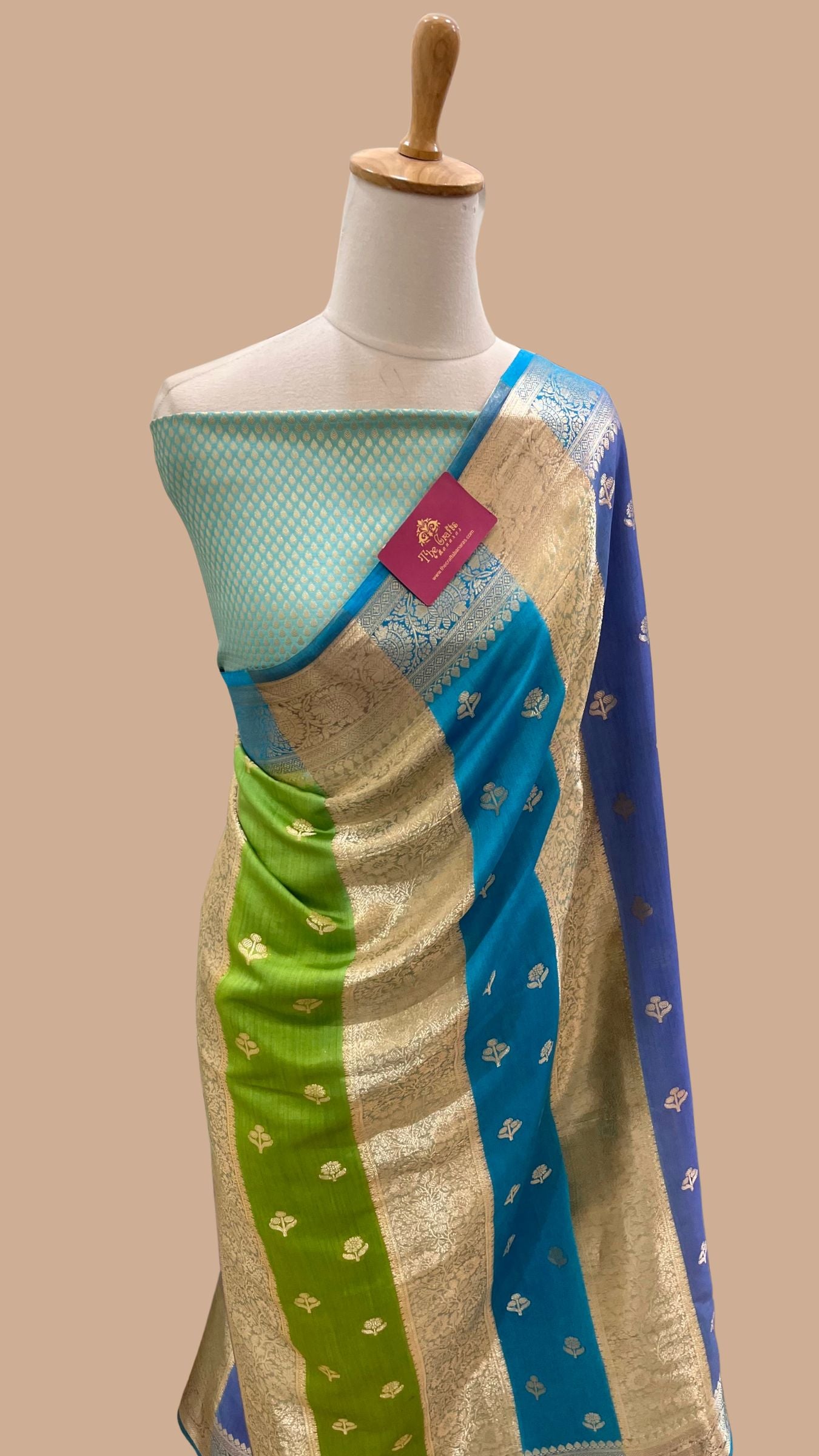 Pure Chiniya Tissue Silk Banarasi Saree - Multicolour Stripe
