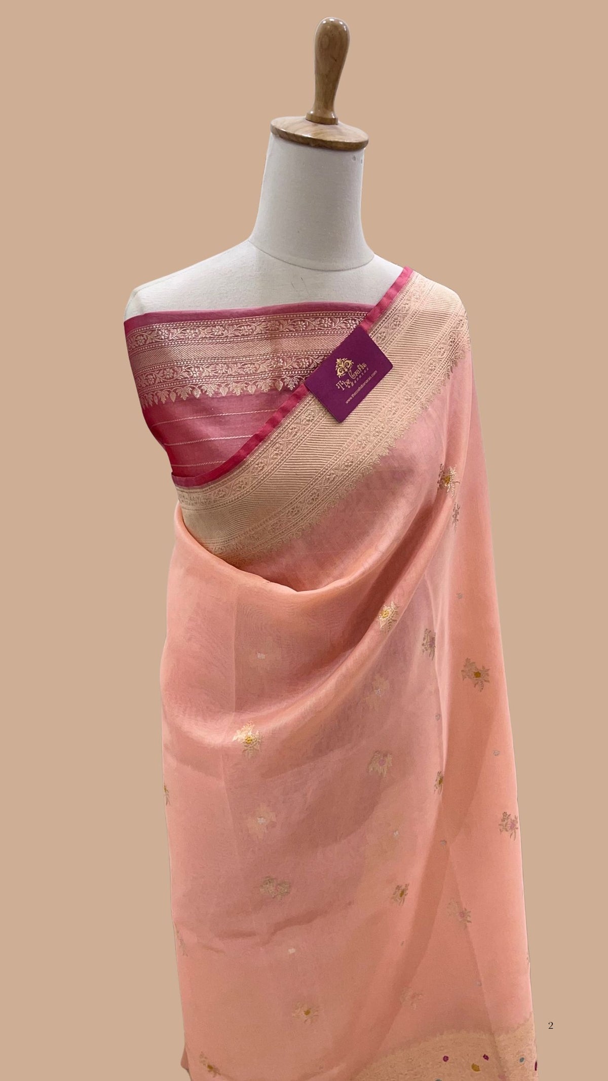 Pure Kora Silk Handloom Banarasi Saree - Kadhua Sona Rupa Buti with Meenakari Border