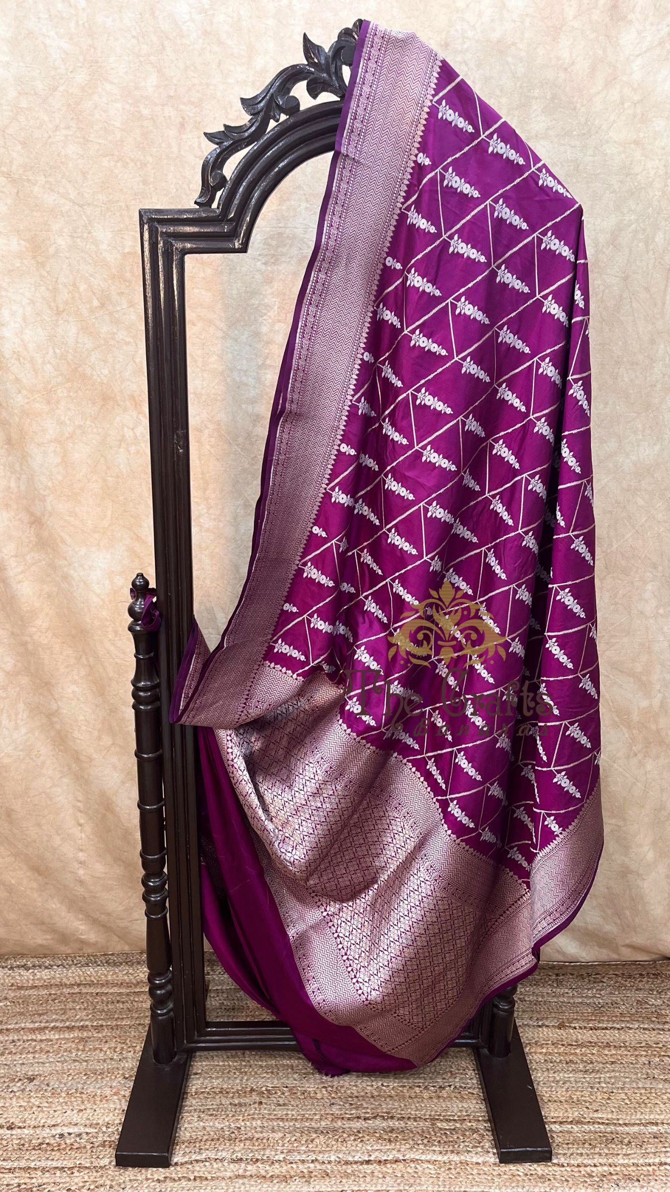 Pure Katan Silk Handloom Banarasi Saree - All over Sona Roopa Jaal work