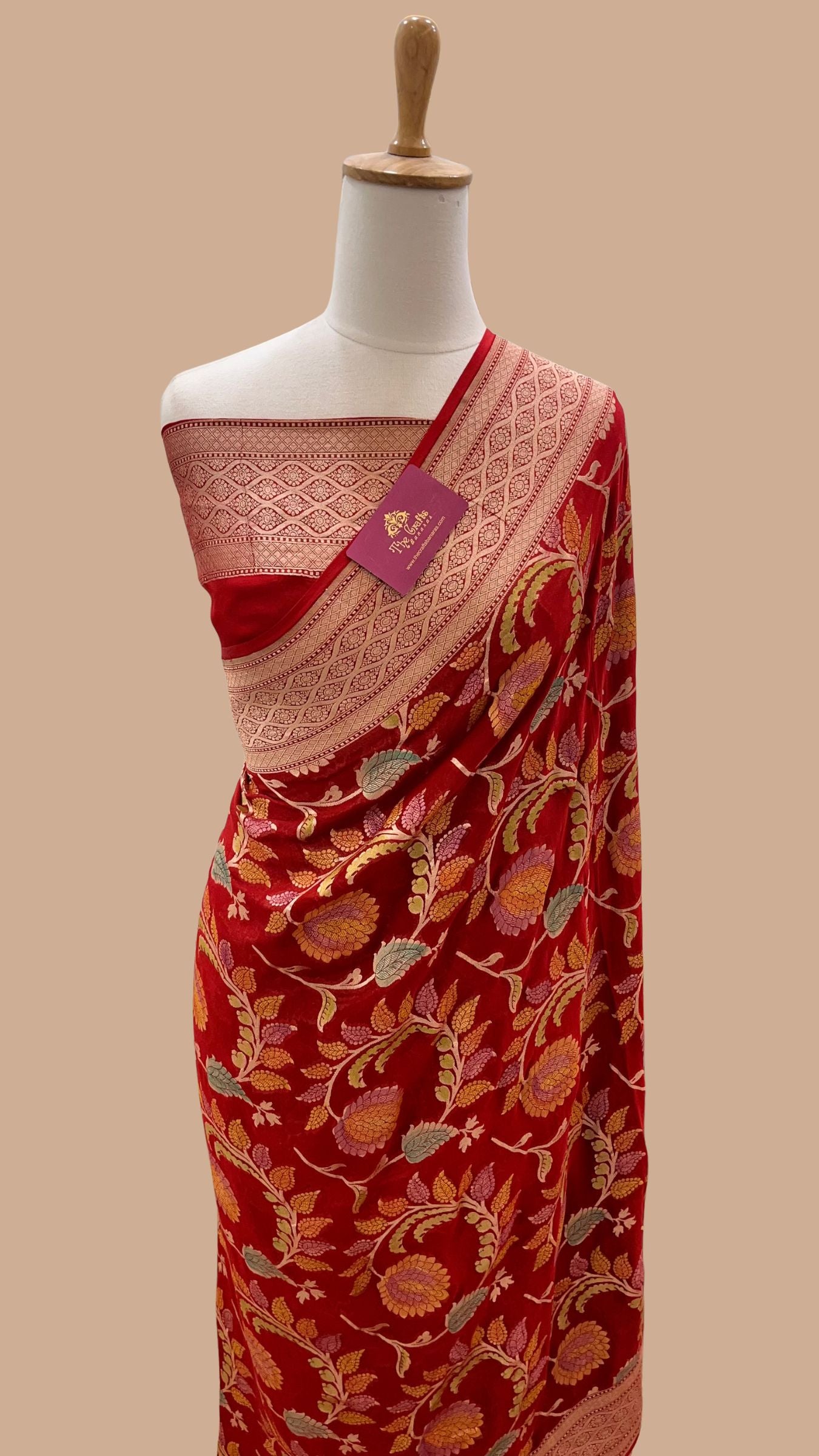 Khaddi Georgette Handloom Banarasi Saree - Water Zari
