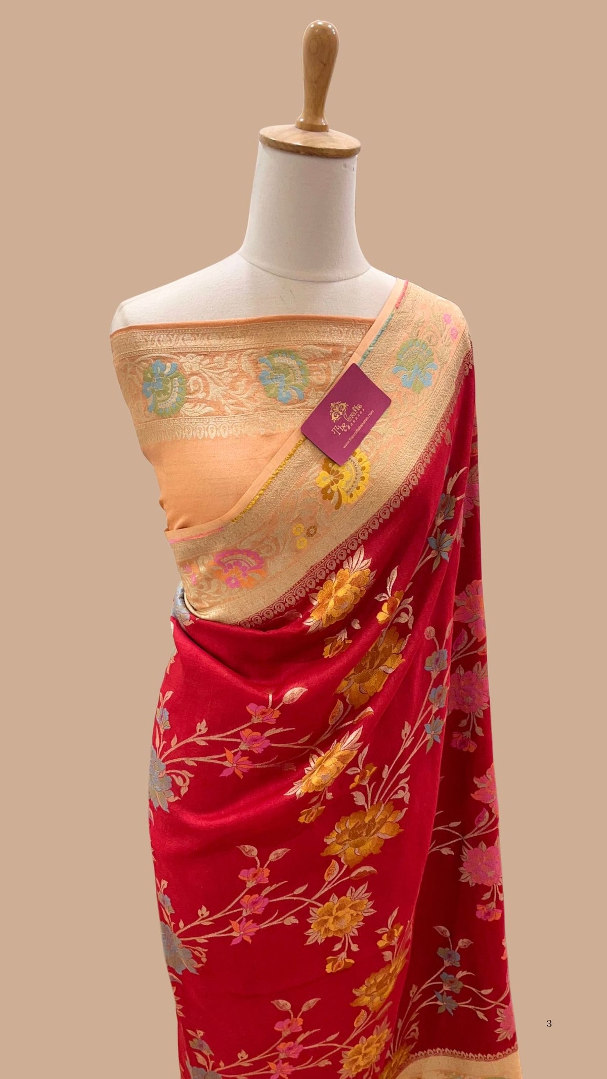 Tussar Georgette Handloom Banarasi Saree - Jaal with Meenakari