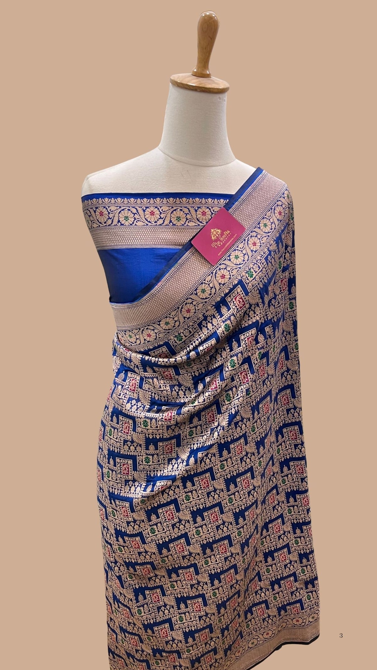 Pure Katan Silk Handloom Banarasi Saree -  Jaal Work with Meenakari