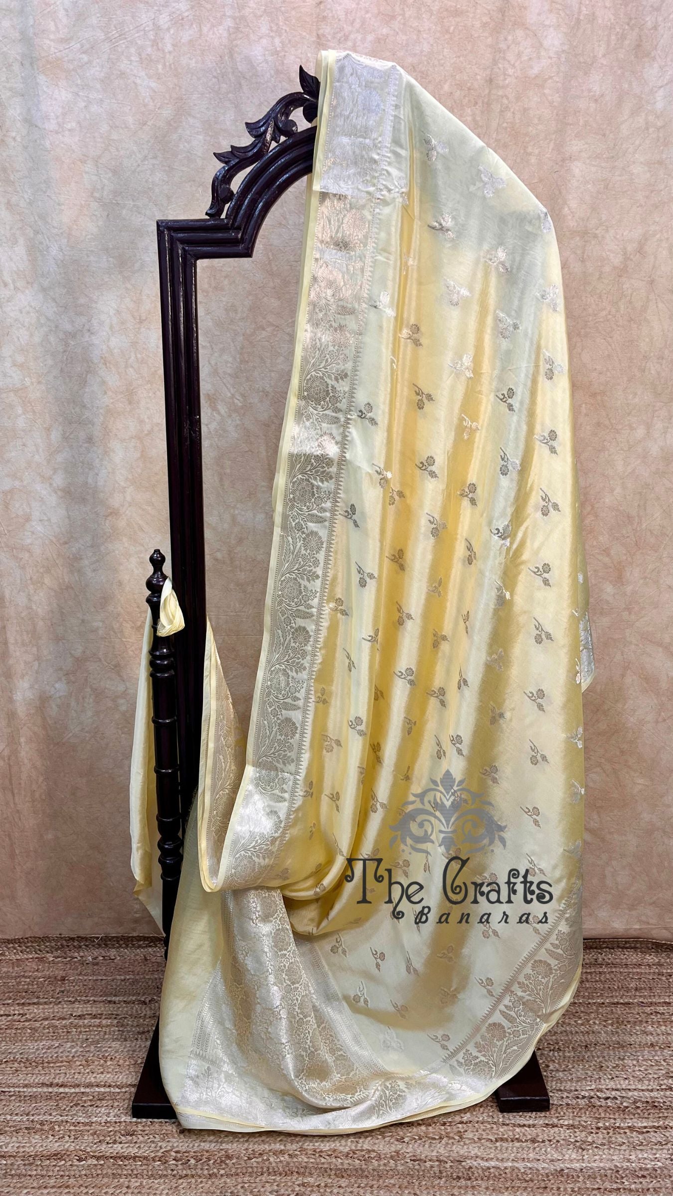 Lime Yellow Pure Chiniya Silk Banarasi Saree
