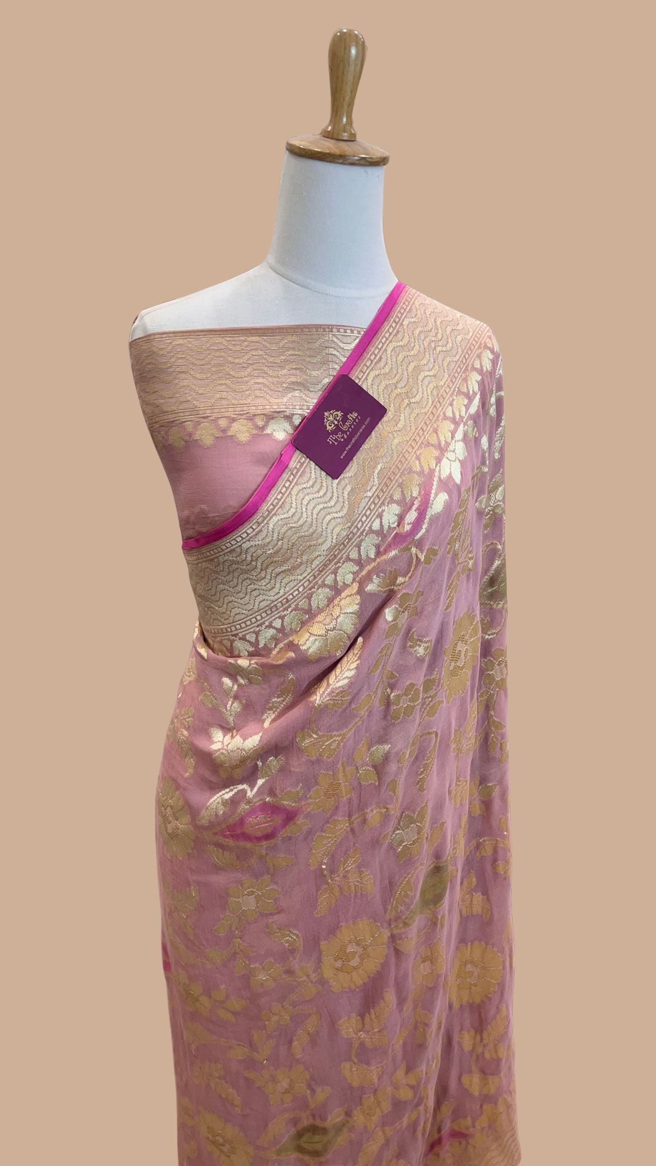 Khaddi Georgette Handloom Banarasi Saree