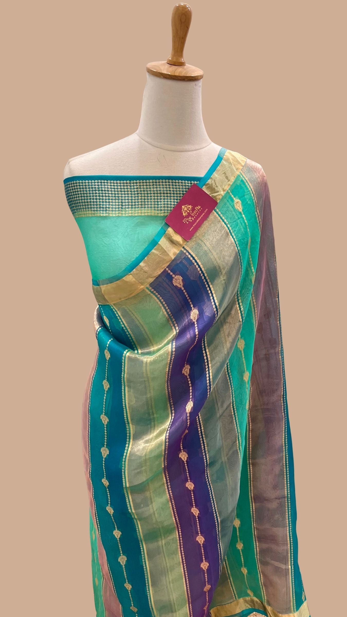 Rangkat Pure Kora Tissue Silk Handloom Banarasi Saree- Kadhua Motifs