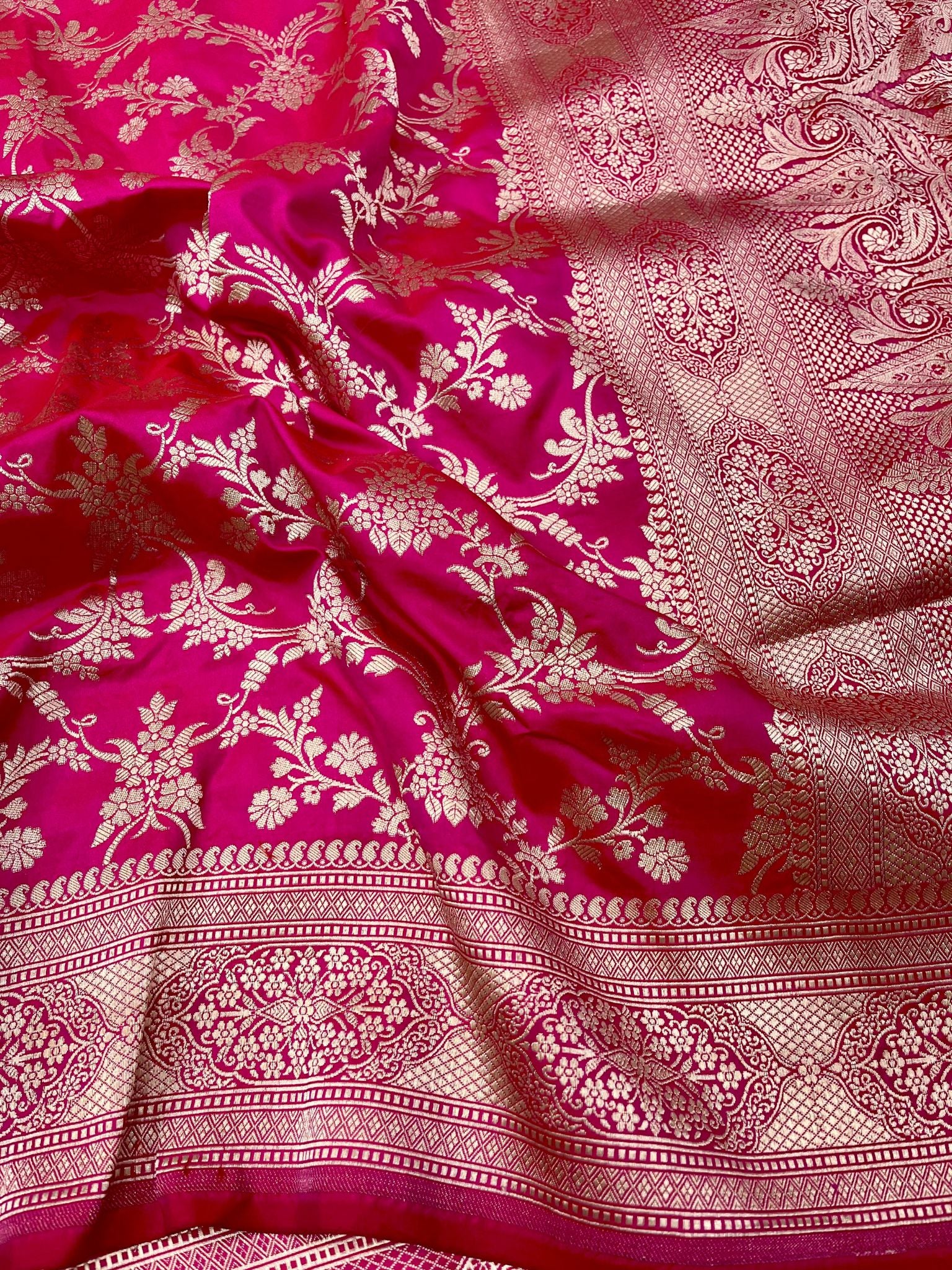 Pure Katan Silk Handloom Banarasi Saree - Jaal work